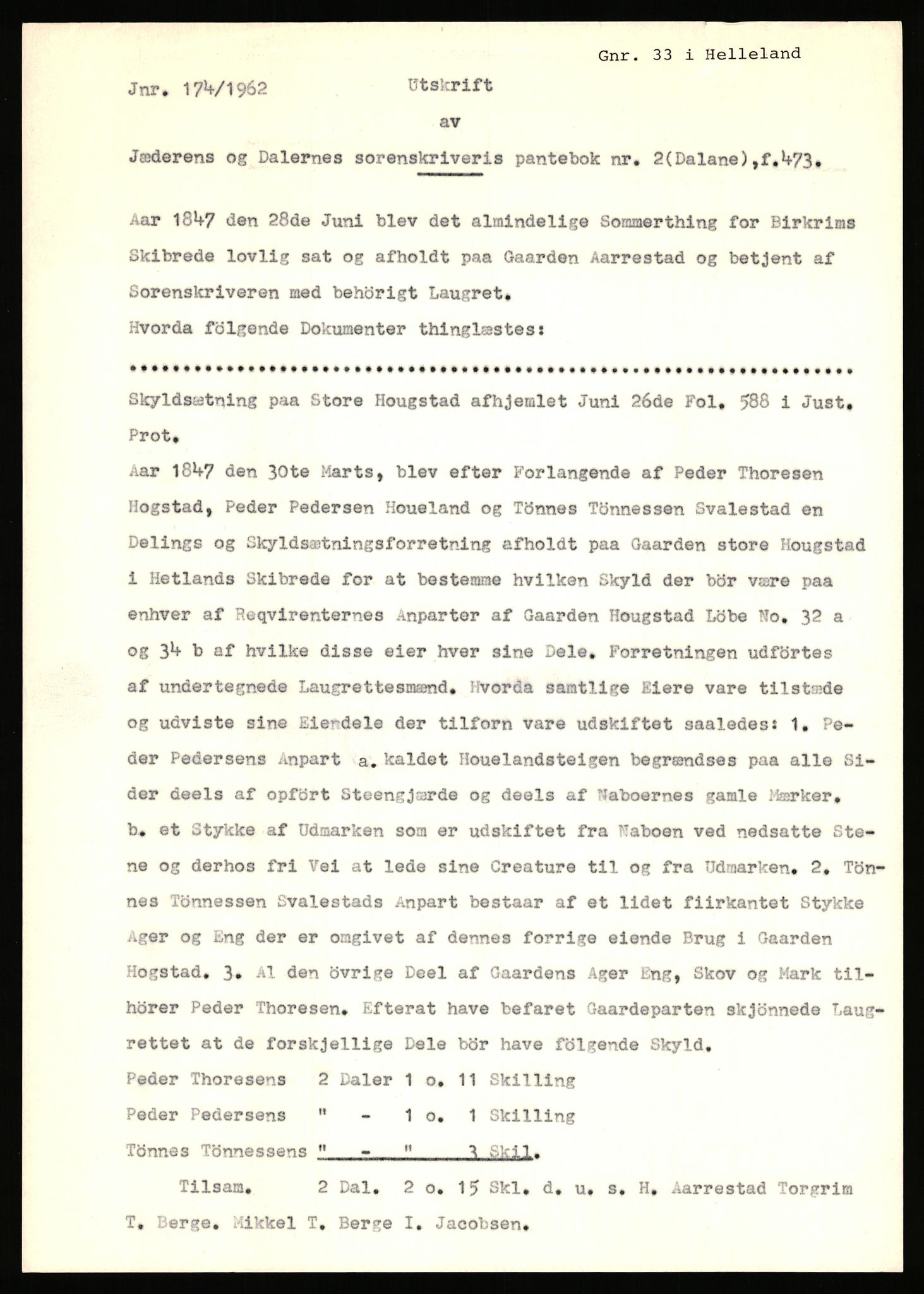 Statsarkivet i Stavanger, AV/SAST-A-101971/03/Y/Yj/L0038: Avskrifter sortert etter gårdsnavn: Hodne - Holte, 1750-1930, p. 184