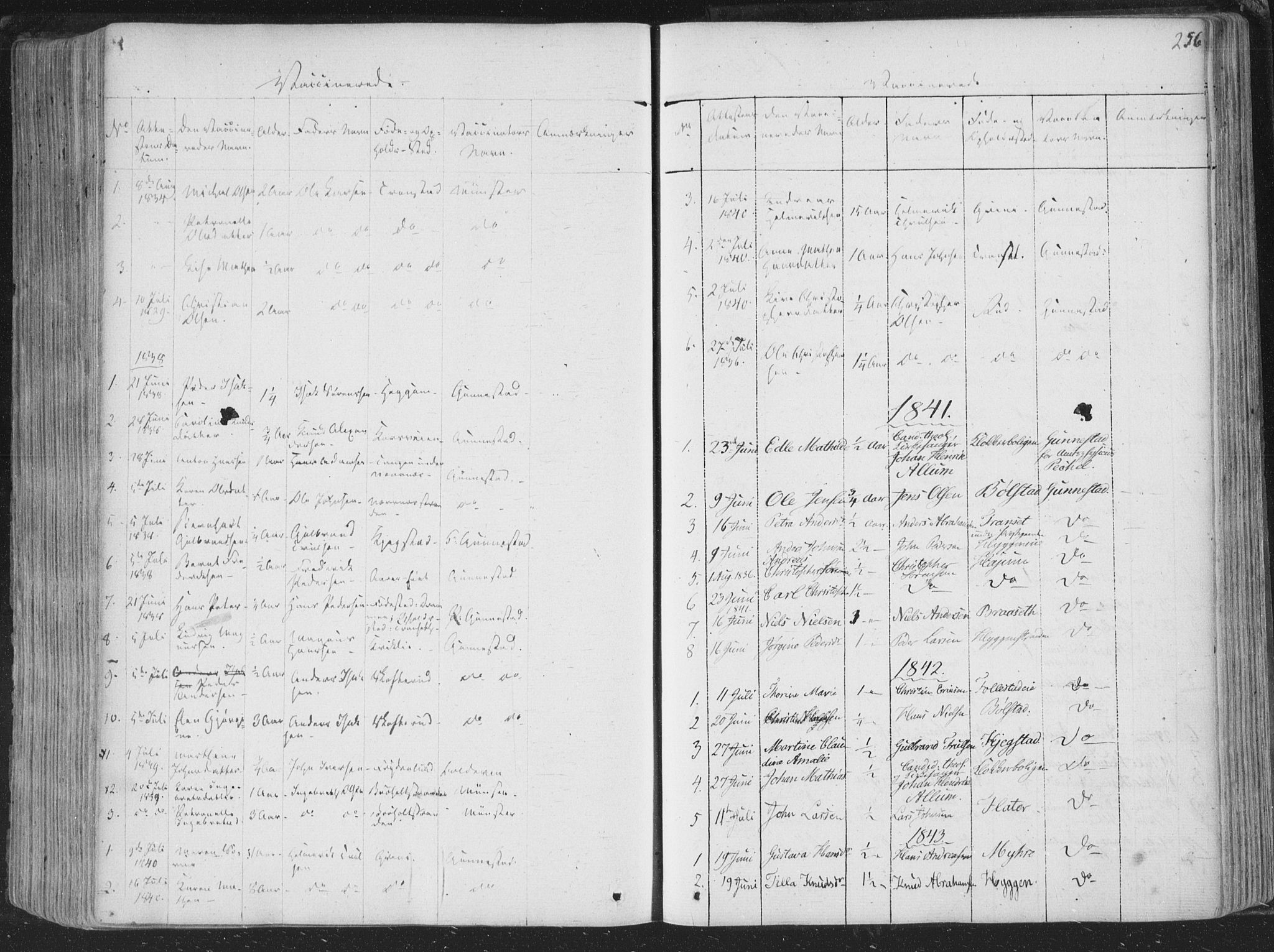 Røyken kirkebøker, SAKO/A-241/F/Fa/L0005: Parish register (official) no. 5, 1833-1856, p. 256