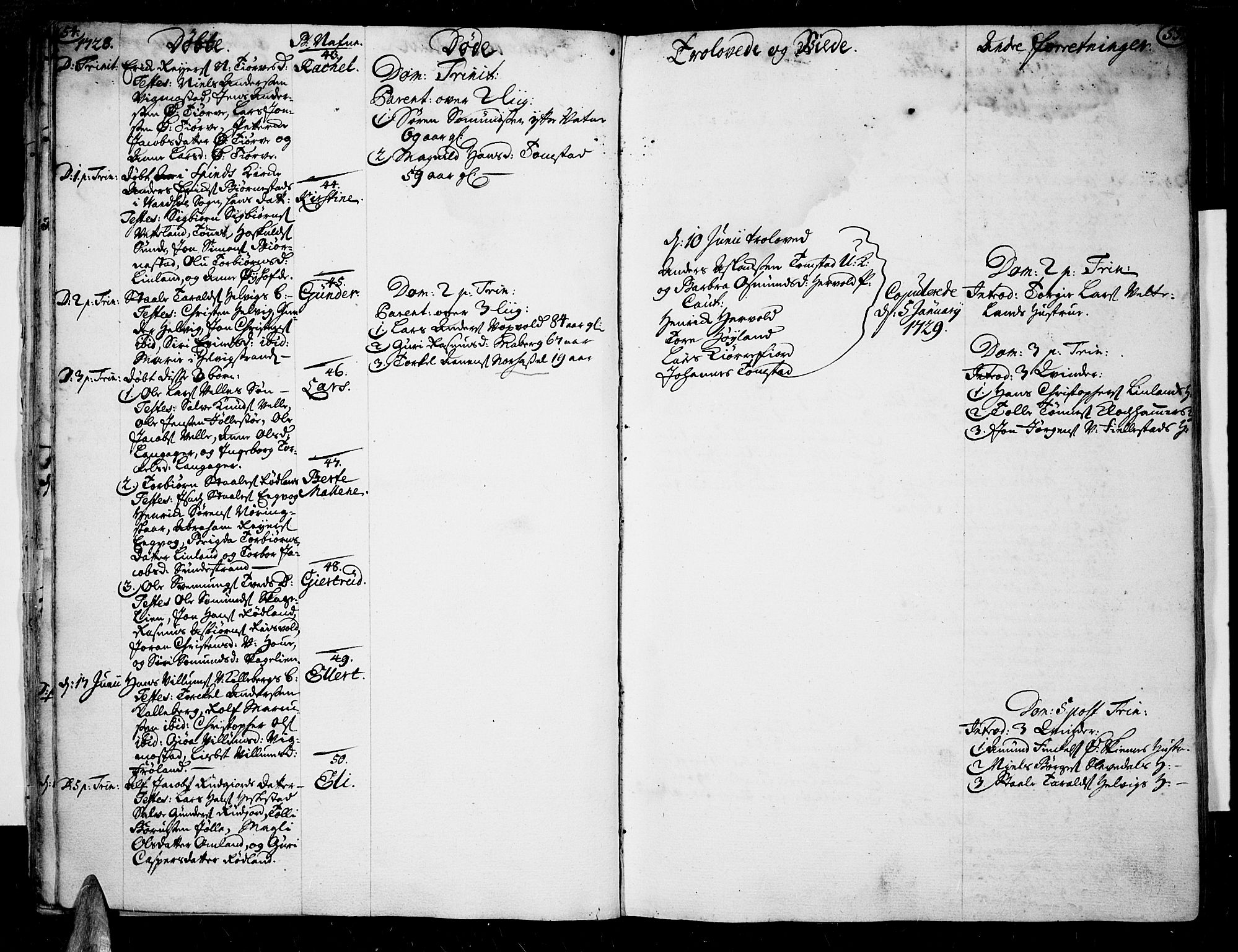 Lista sokneprestkontor, AV/SAK-1111-0027/F/Fa/L0002: Parish register (official) no. A 2 /1, 1726-1742, p. 54-55