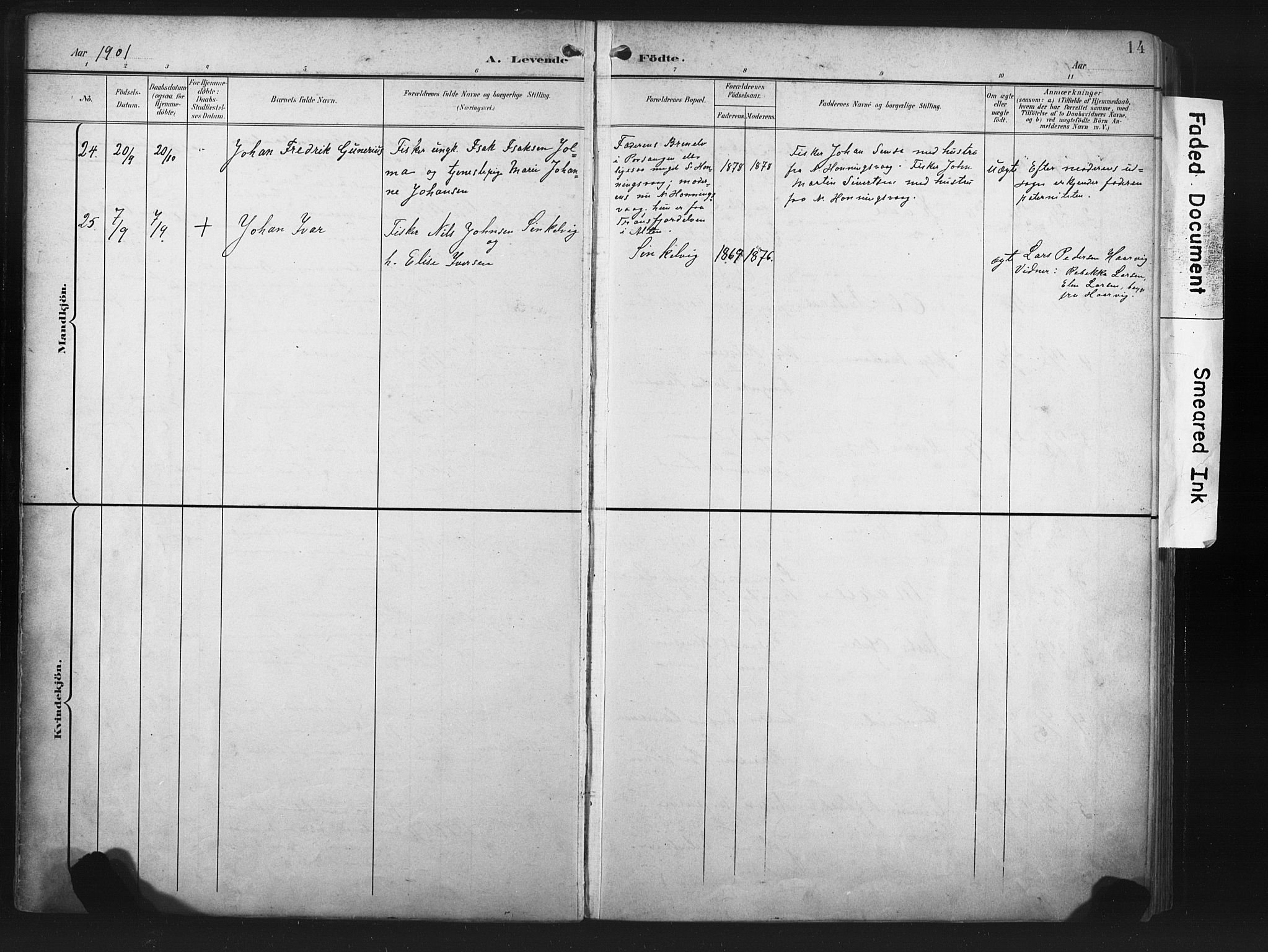 Måsøy sokneprestkontor, AV/SATØ-S-1348/H/Ha/L0008kirke: Parish register (official) no. 8, 1900-1910, p. 14