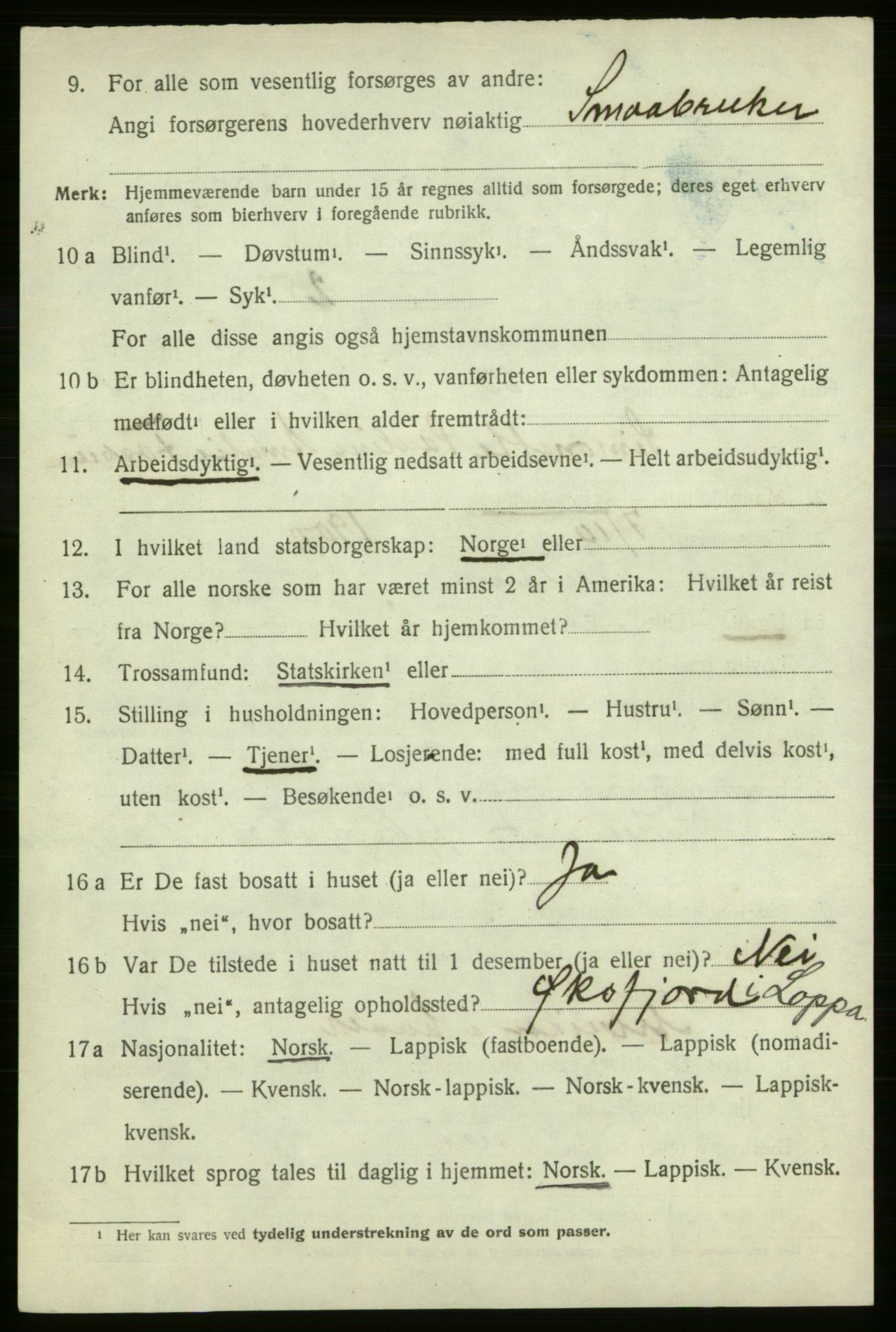 SATØ, 1920 census for Talvik, 1920, p. 3345