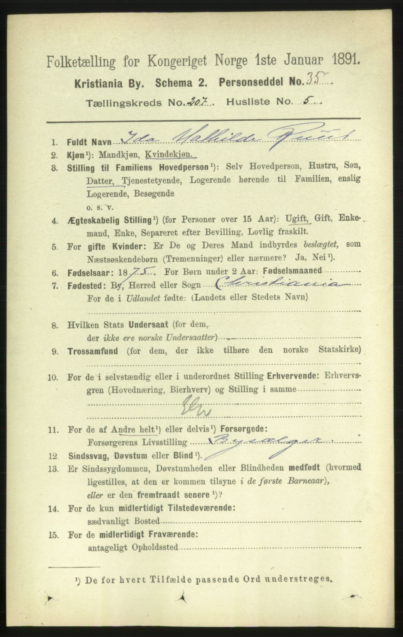 RA, 1891 census for 0301 Kristiania, 1891, p. 124498