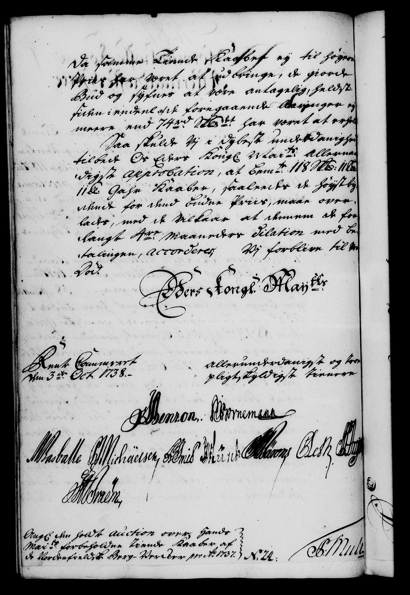Rentekammeret, Kammerkanselliet, AV/RA-EA-3111/G/Gf/Gfa/L0021: Norsk relasjons- og resolusjonsprotokoll (merket RK 52.21), 1738, p. 464