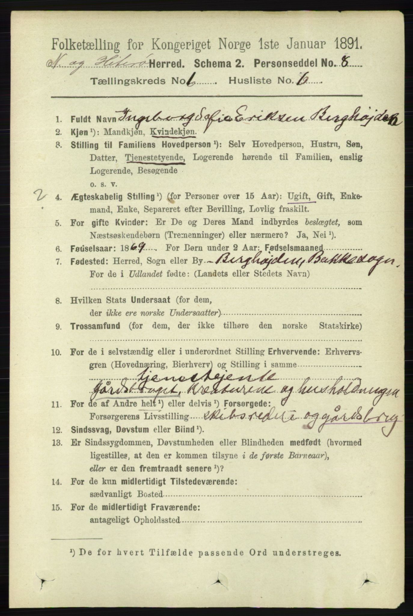 RA, 1891 census for 1043 Hidra og Nes, 1891, p. 2272