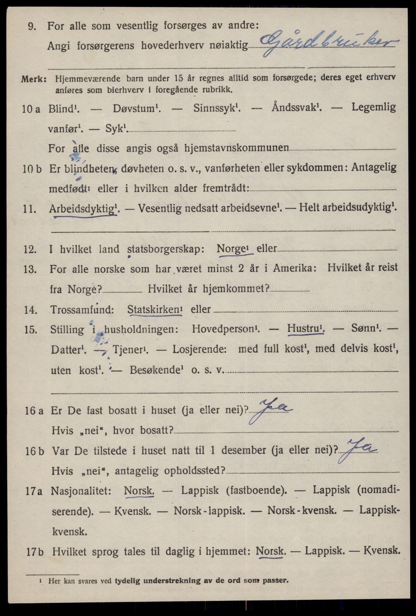 SAT, 1920 census for Lensvik, 1920, p. 2159