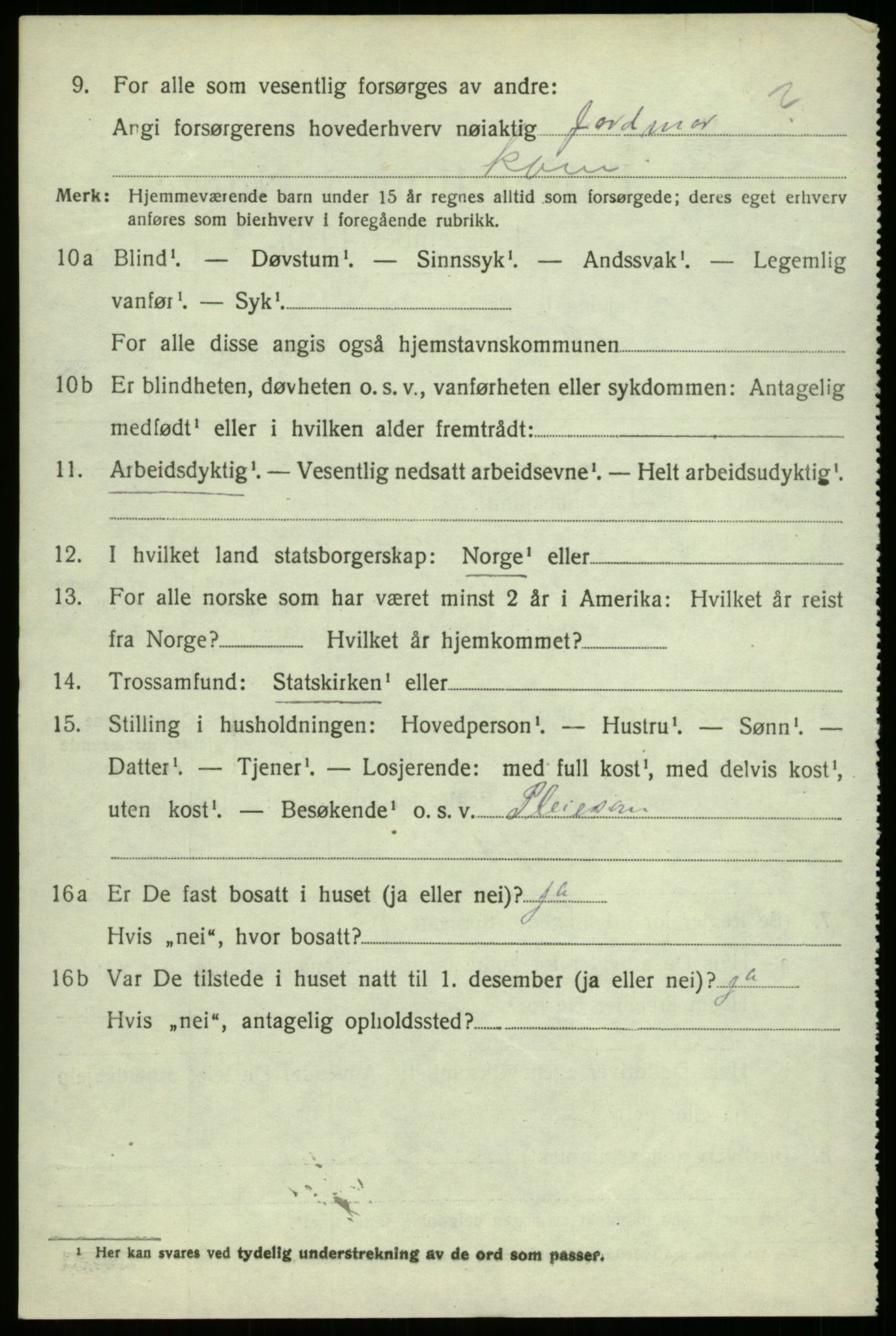 SAB, 1920 census for Haus, 1920, p. 6134