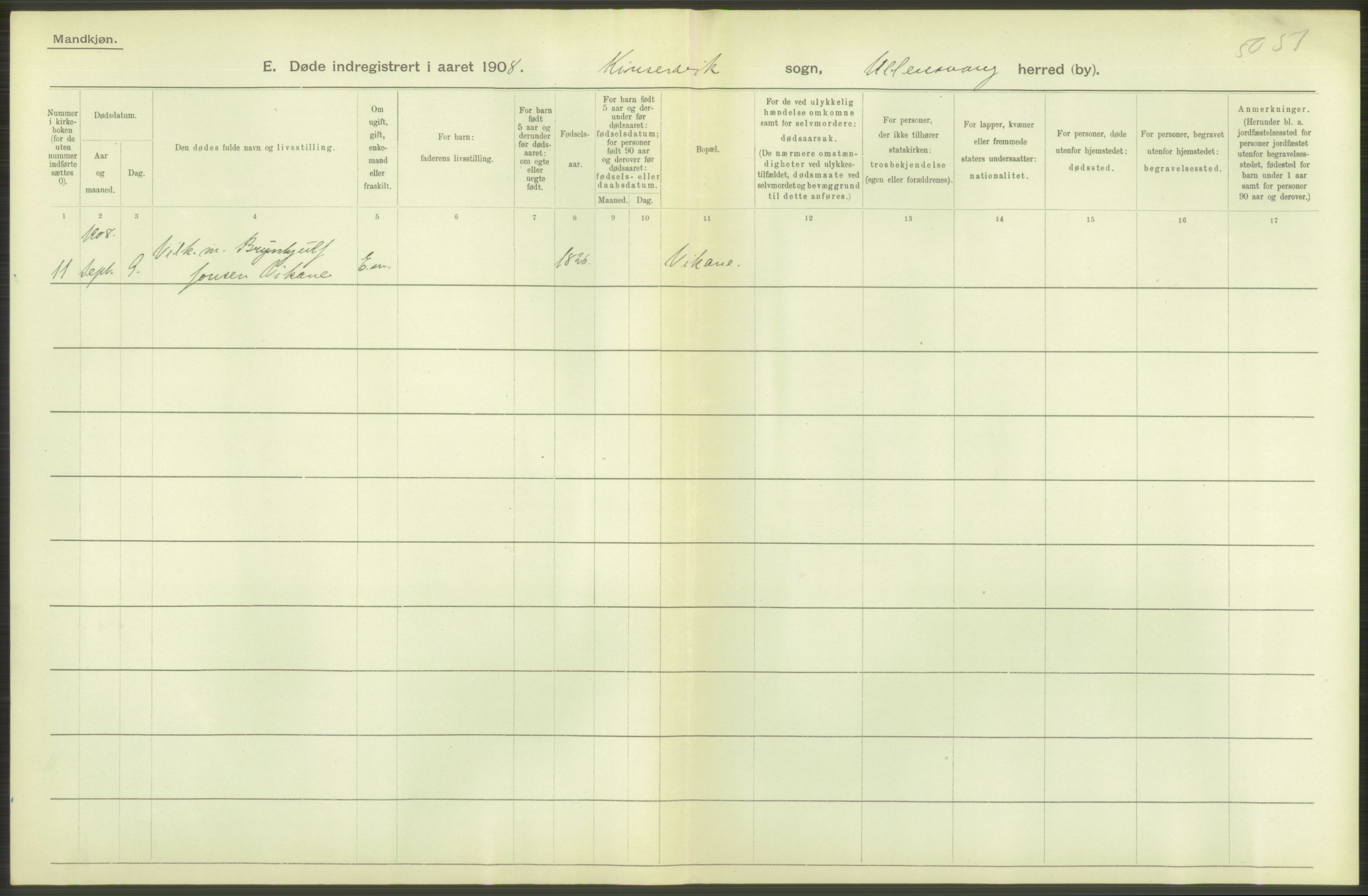 Statistisk sentralbyrå, Sosiodemografiske emner, Befolkning, AV/RA-S-2228/D/Df/Dfa/Dfaf/L0029: S. Bergenhus amt: Døde. Bygder., 1908, p. 30