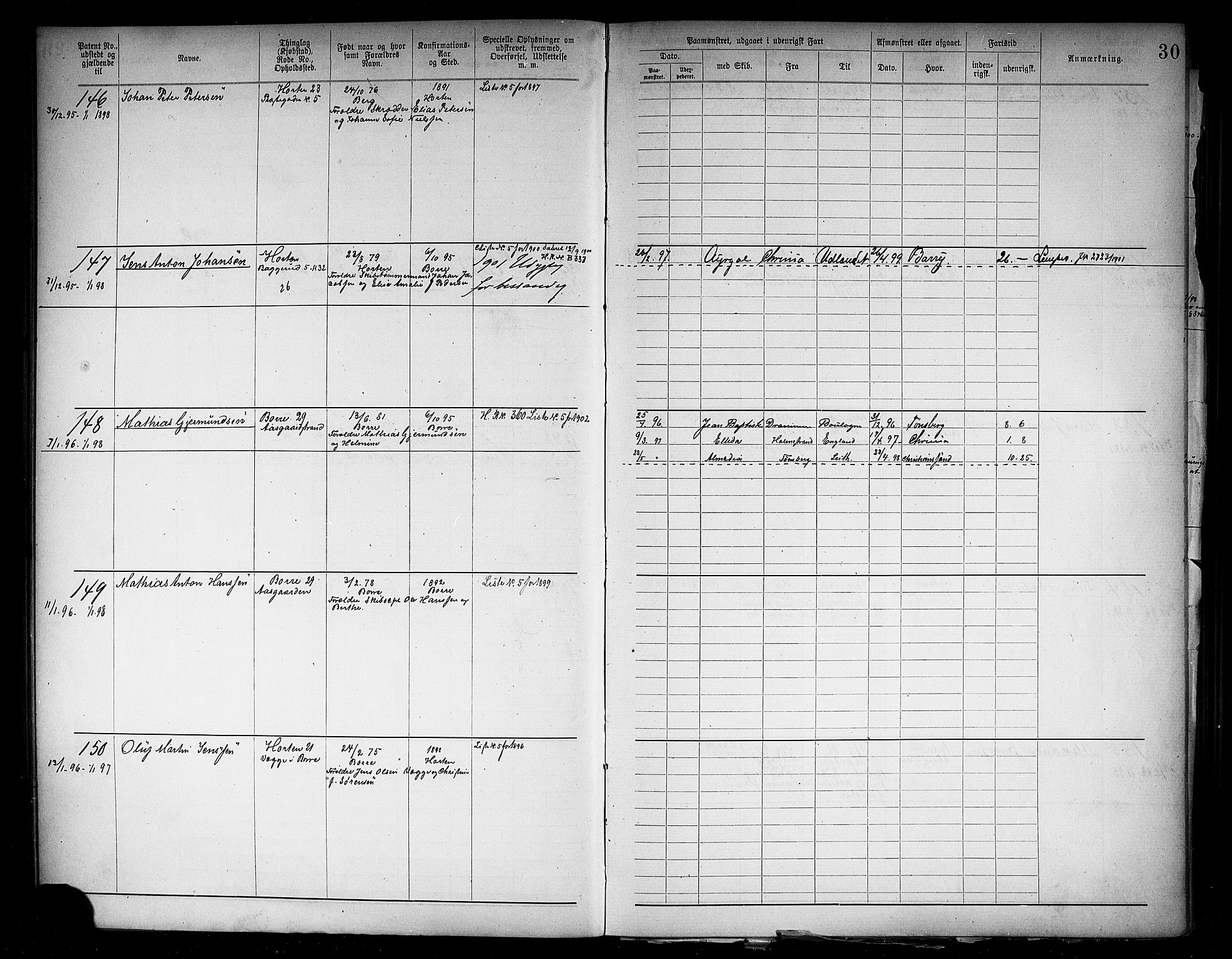 Horten innrulleringskontor, AV/SAKO-A-785/F/Fb/L0006: Annotasjonsrulle, 1889-1911, p. 33