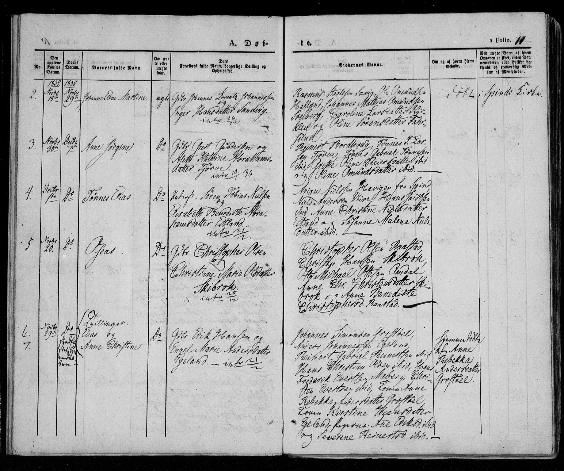 Lista sokneprestkontor, AV/SAK-1111-0027/F/Fa/L0009: Parish register (official) no. A 9, 1835-1846, p. 11