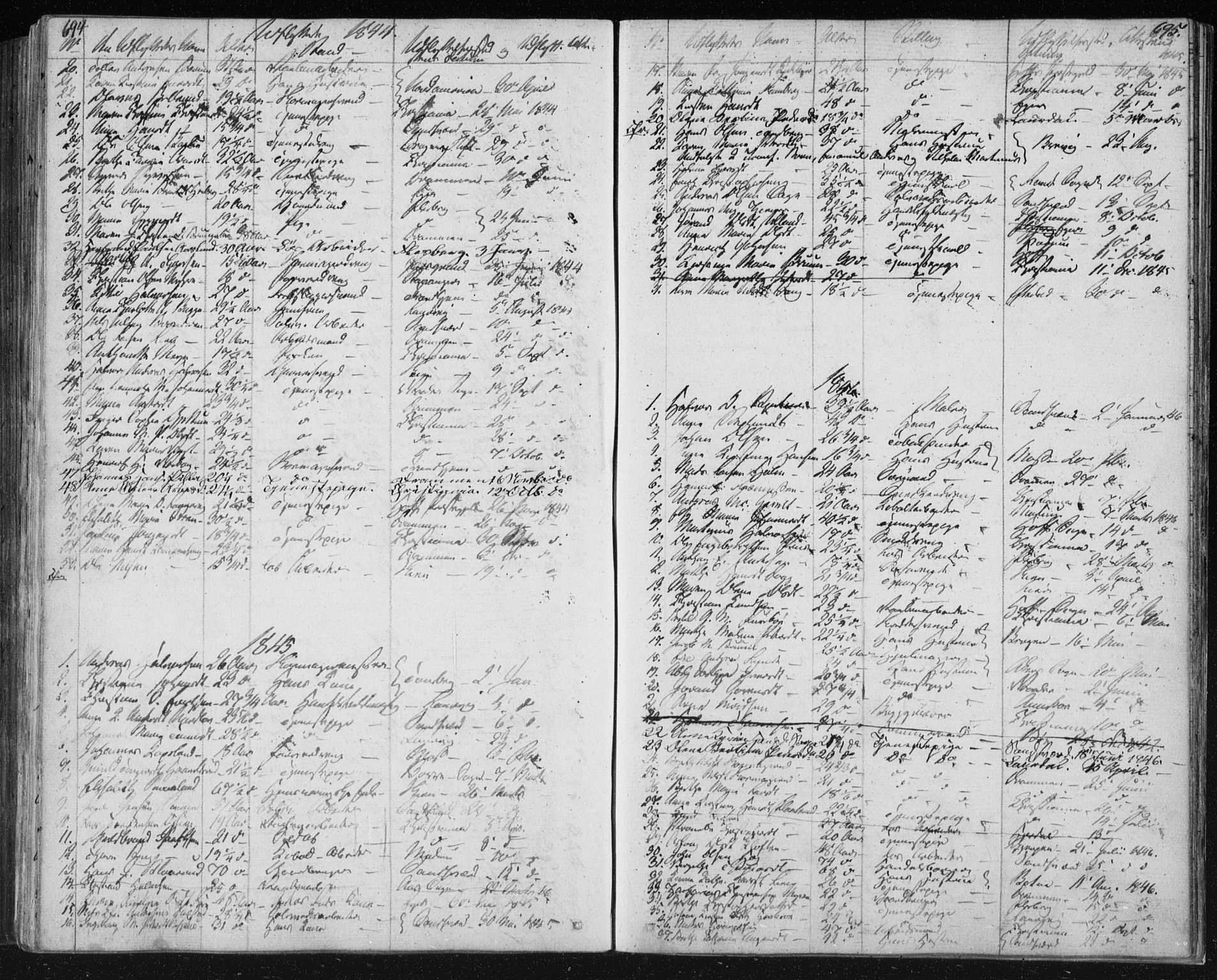 Kongsberg kirkebøker, SAKO/A-22/F/Fa/L0009: Parish register (official) no. I 9, 1839-1858, p. 694-695