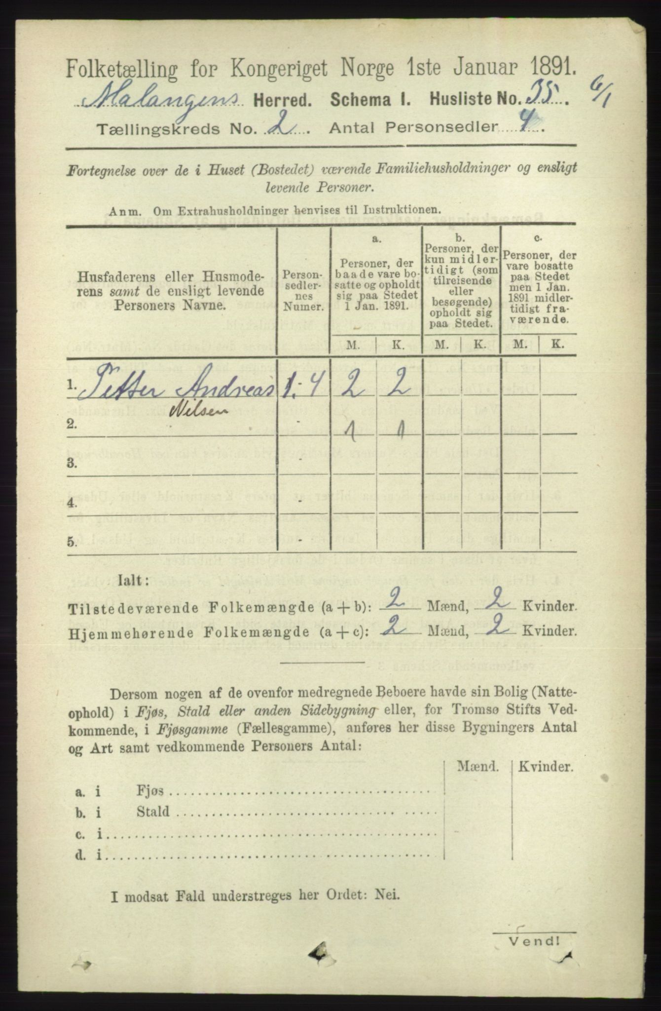RA, 1891 census for 1932 Malangen, 1891, p. 441