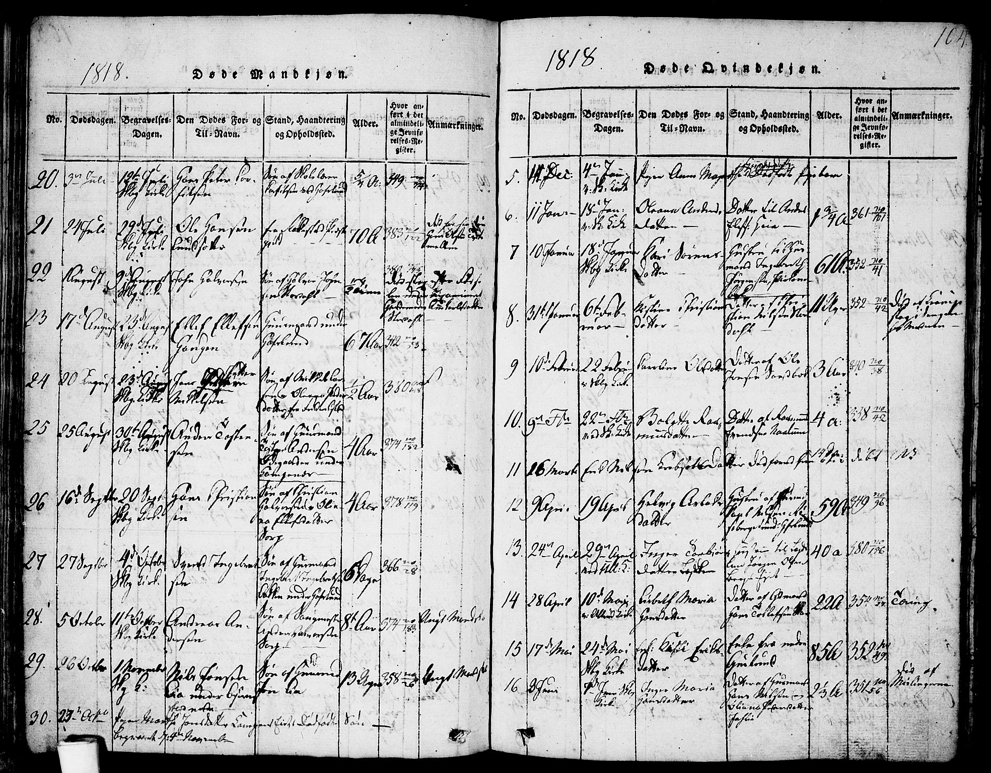 Skjeberg prestekontor Kirkebøker, AV/SAO-A-10923/F/Fa/L0004: Parish register (official) no. I 4, 1815-1830, p. 104