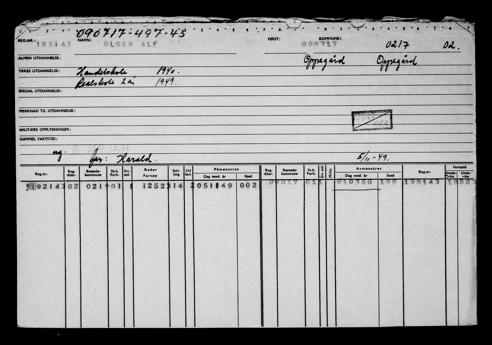 Direktoratet for sjømenn, AV/RA-S-3545/G/Gb/L0150: Hovedkort, 1917, p. 186