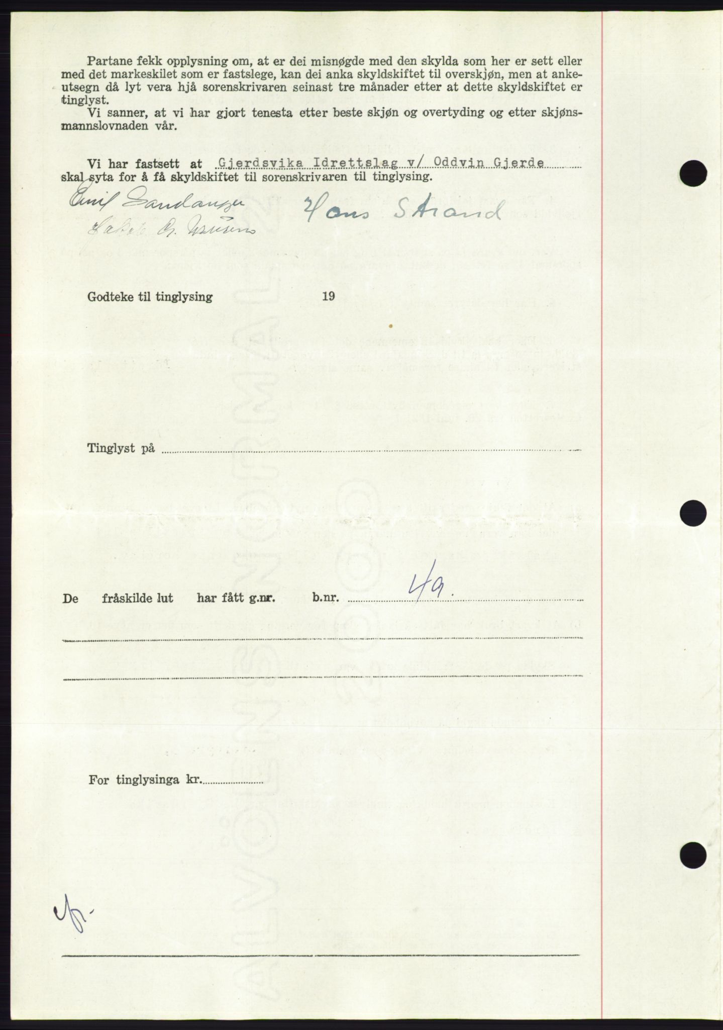 Søre Sunnmøre sorenskriveri, AV/SAT-A-4122/1/2/2C/L0100: Mortgage book no. 26A, 1954-1955, Diary no: : 896/1955