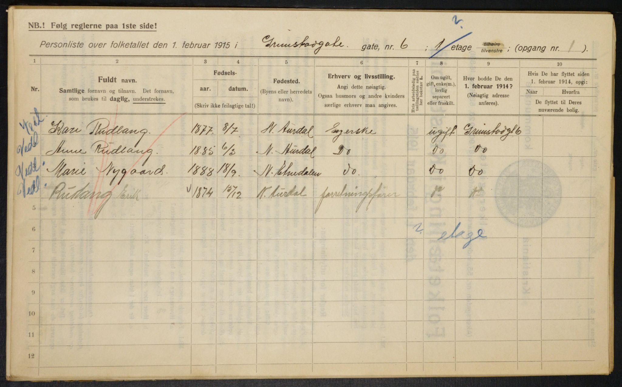 OBA, Municipal Census 1915 for Kristiania, 1915, p. 29577