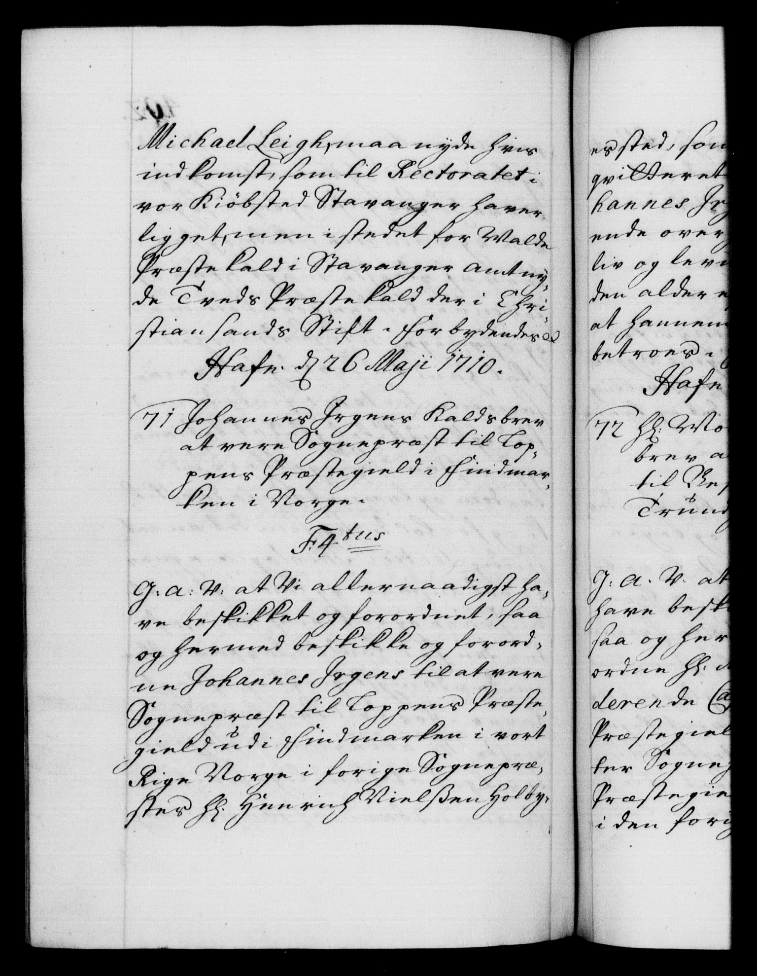 Danske Kanselli 1572-1799, AV/RA-EA-3023/F/Fc/Fca/Fcaa/L0020: Norske registre, 1708-1711, p. 402b