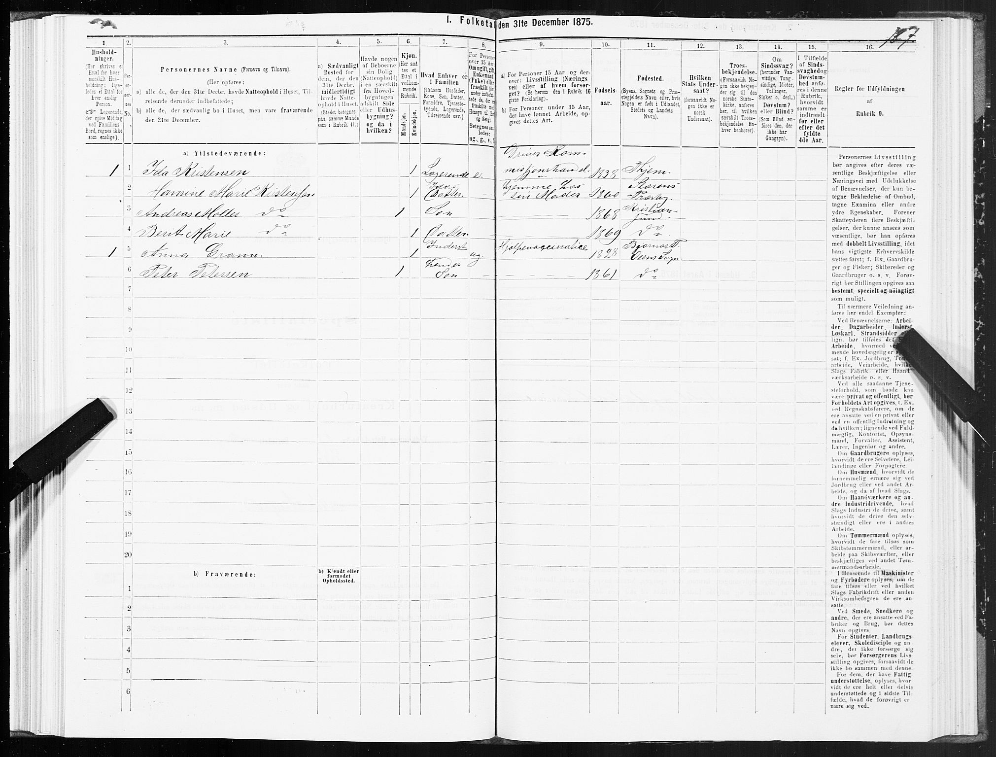 SAT, 1875 census for 1632P Bjørnør, 1875, p. 1187