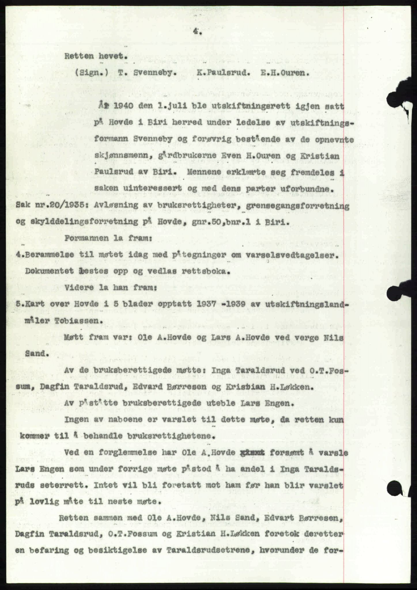 Toten tingrett, SAH/TING-006/H/Hb/Hbc/L0007: Mortgage book no. Hbc-07, 1939-1940, Diary no: : 1427/1940