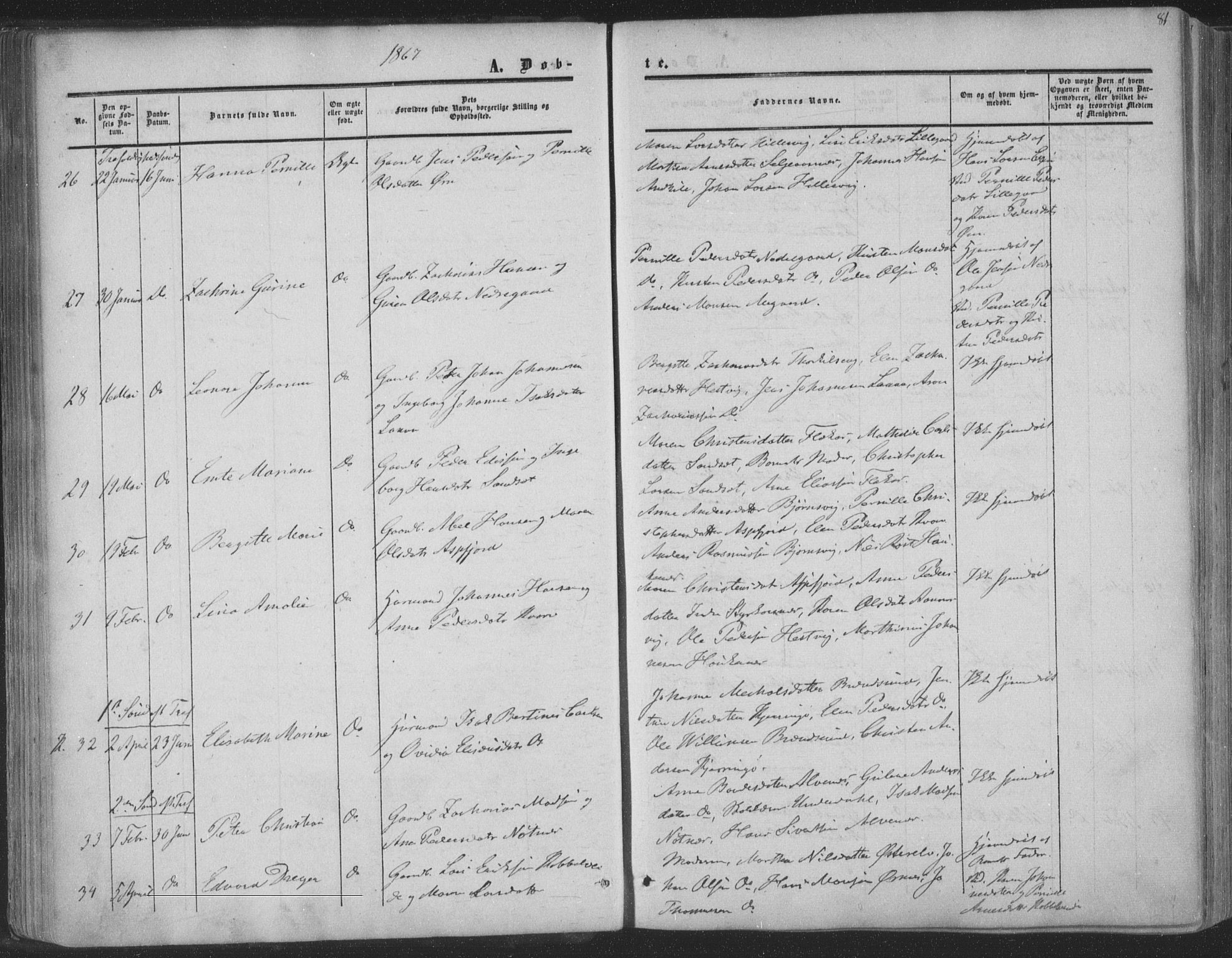 Ministerialprotokoller, klokkerbøker og fødselsregistre - Nordland, SAT/A-1459/853/L0770: Parish register (official) no. 853A09, 1857-1870, p. 81