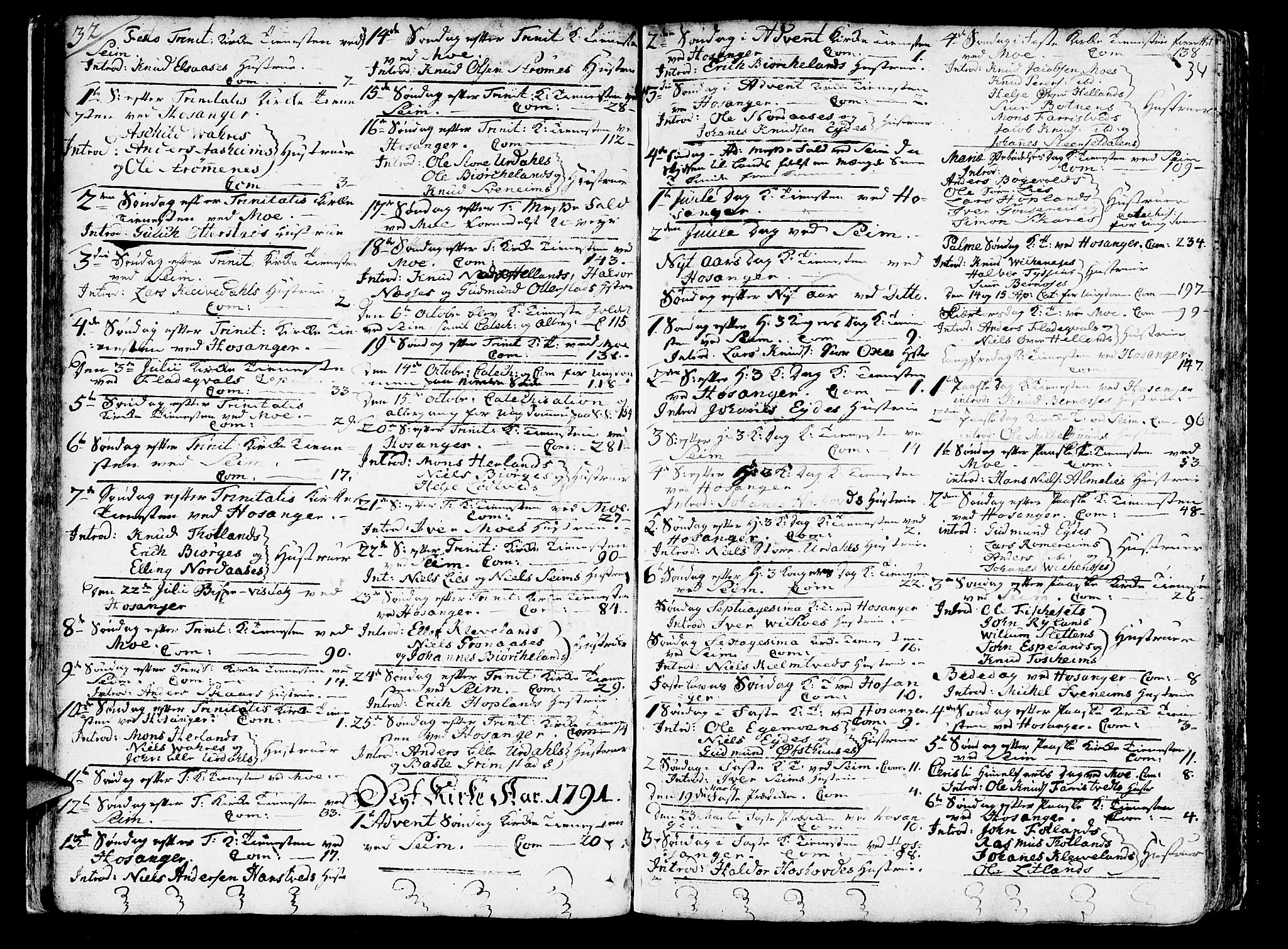 Hosanger sokneprestembete, AV/SAB-A-75801/H/Haa: Parish register (official) no. A 2 /1, 1766-1793, p. 34