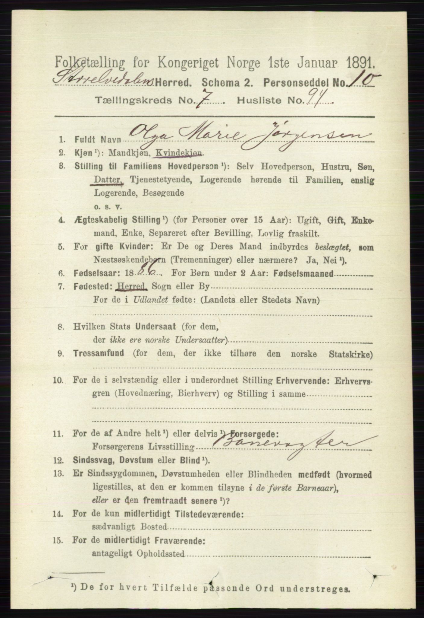 RA, 1891 census for 0430 Stor-Elvdal, 1891, p. 3376