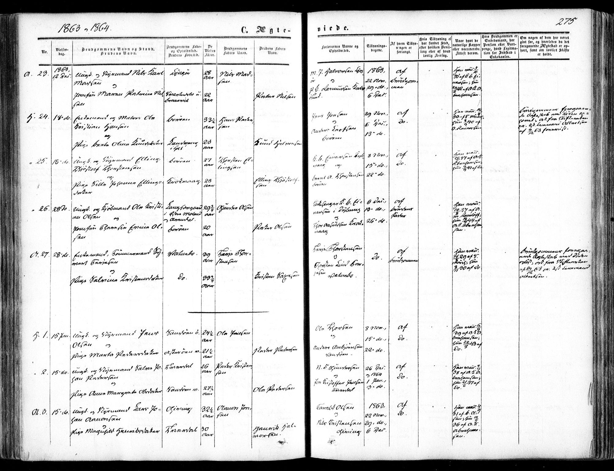 Dypvåg sokneprestkontor, AV/SAK-1111-0007/F/Fa/Faa/L0006: Parish register (official) no. A 6, 1855-1872, p. 275