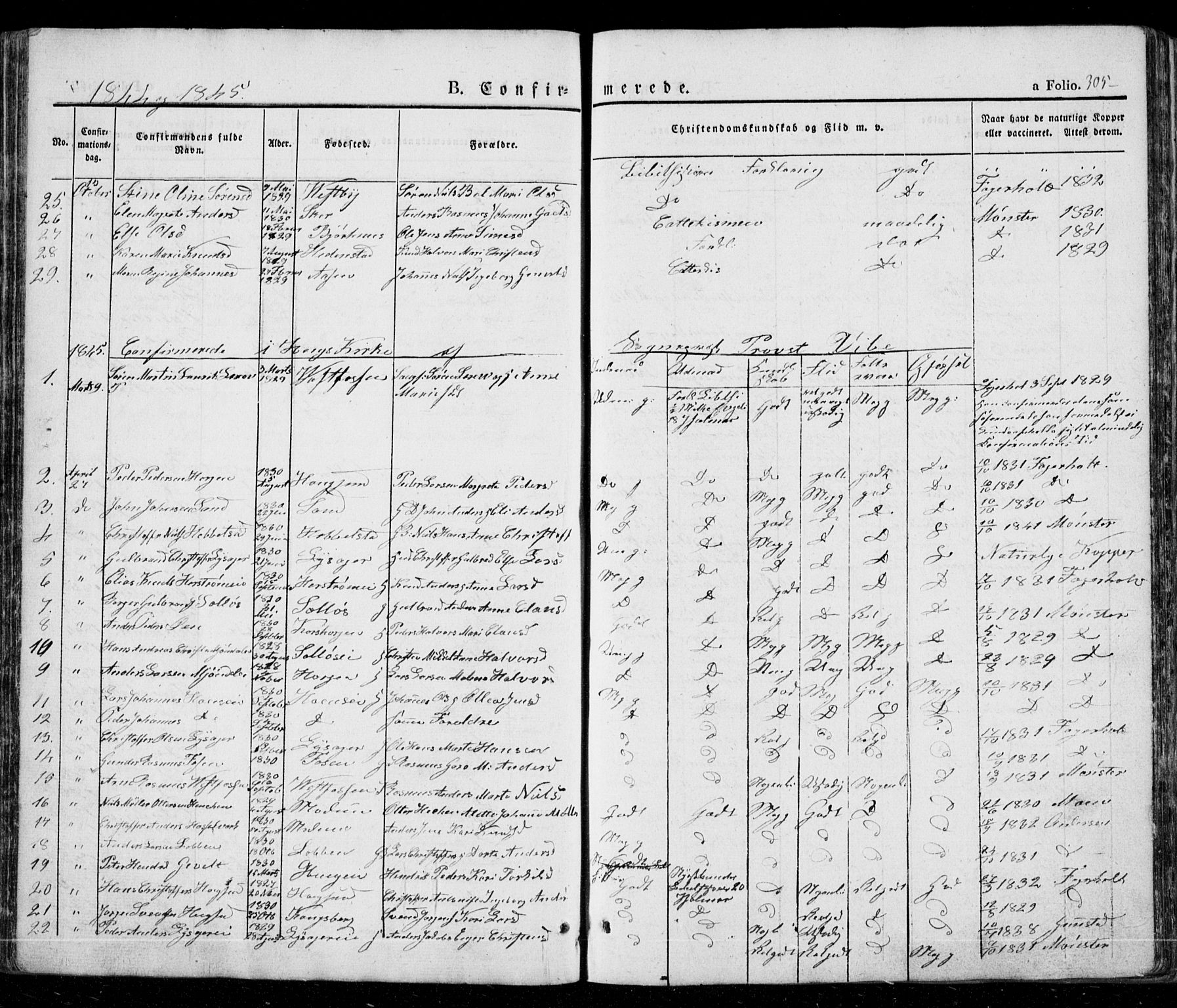 Eiker kirkebøker, AV/SAKO-A-4/G/Ga/L0002: Parish register (copy) no. I 2, 1832-1856, p. 305