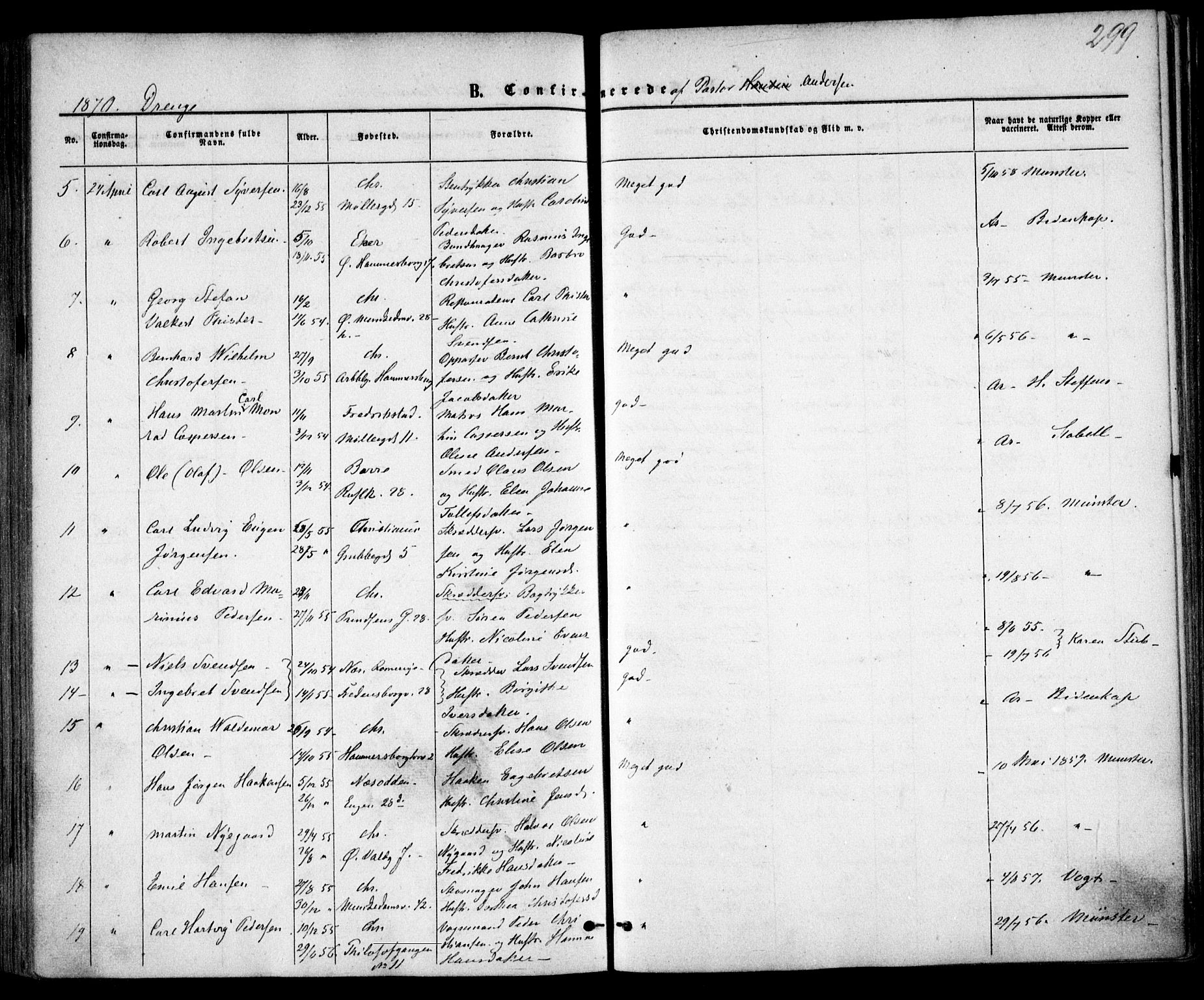 Trefoldighet prestekontor Kirkebøker, AV/SAO-A-10882/F/Fb/L0001: Parish register (official) no. II 1, 1858-1871, p. 299