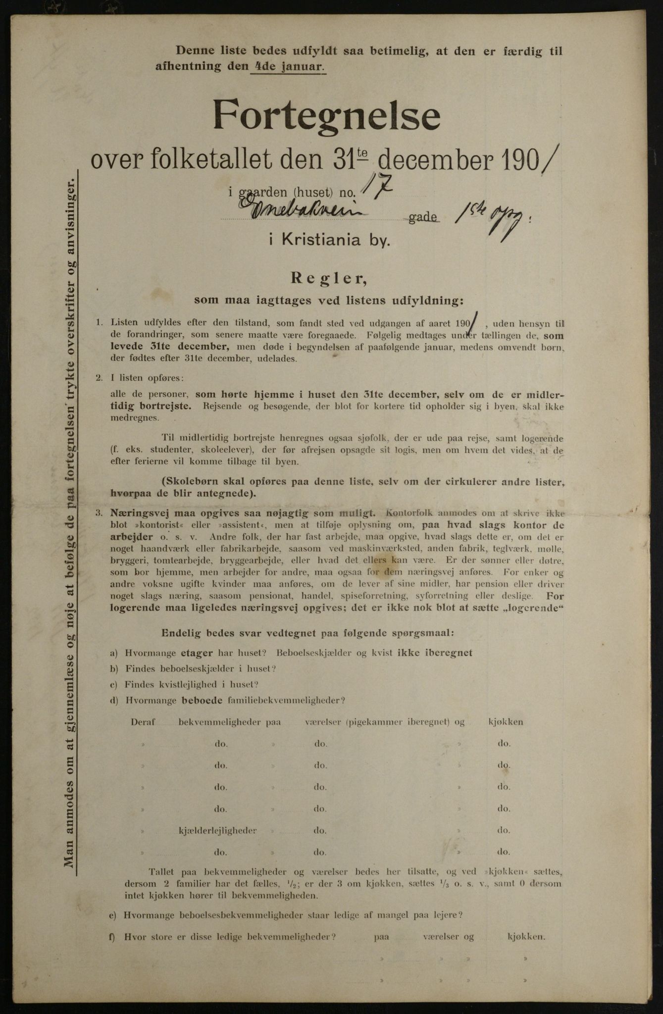 OBA, Municipal Census 1901 for Kristiania, 1901, p. 3355