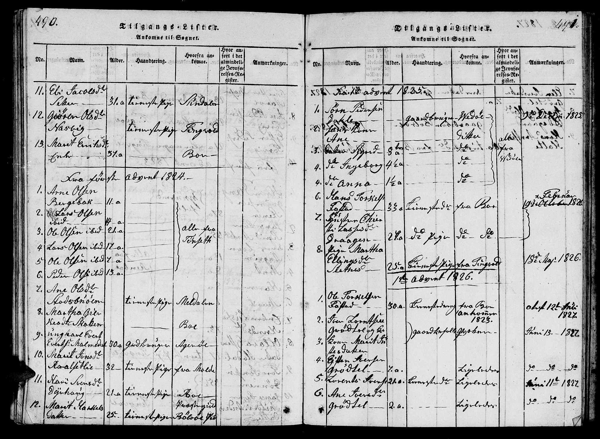 Ministerialprotokoller, klokkerbøker og fødselsregistre - Møre og Romsdal, AV/SAT-A-1454/570/L0831: Parish register (official) no. 570A05, 1819-1829, p. 490-491