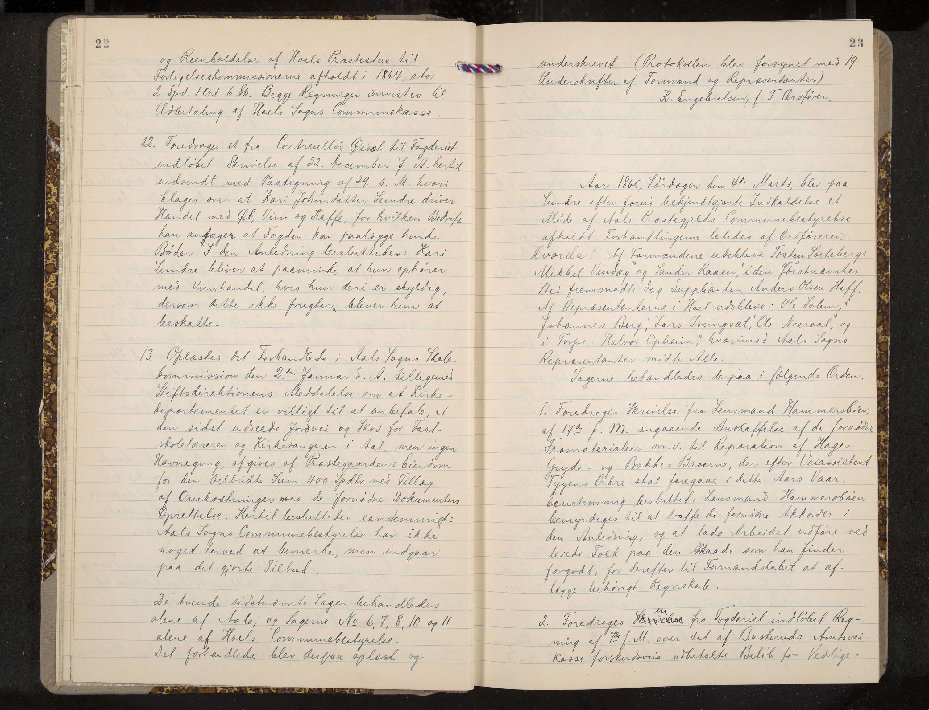 Ål formannskap og sentraladministrasjon, IKAK/0619021/A/Aa/L0003: Utskrift av møtebok, 1864-1880, p. 22-23