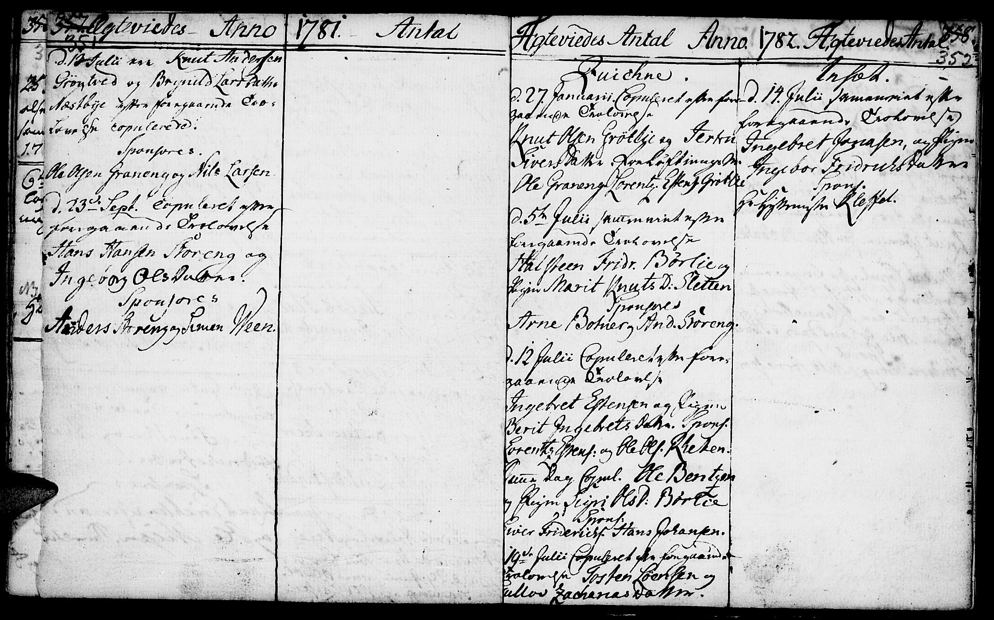 Kvikne prestekontor, SAH/PREST-064/H/Ha/Haa/L0002: Parish register (official) no. 2, 1764-1784, p. 351-352