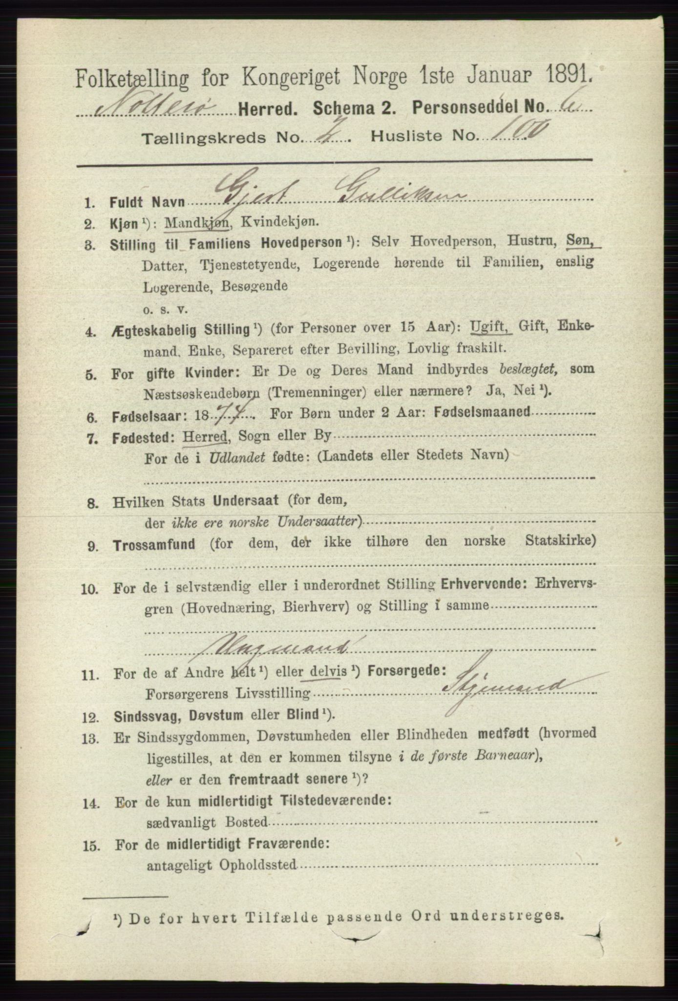 RA, 1891 census for 0722 Nøtterøy, 1891, p. 1472