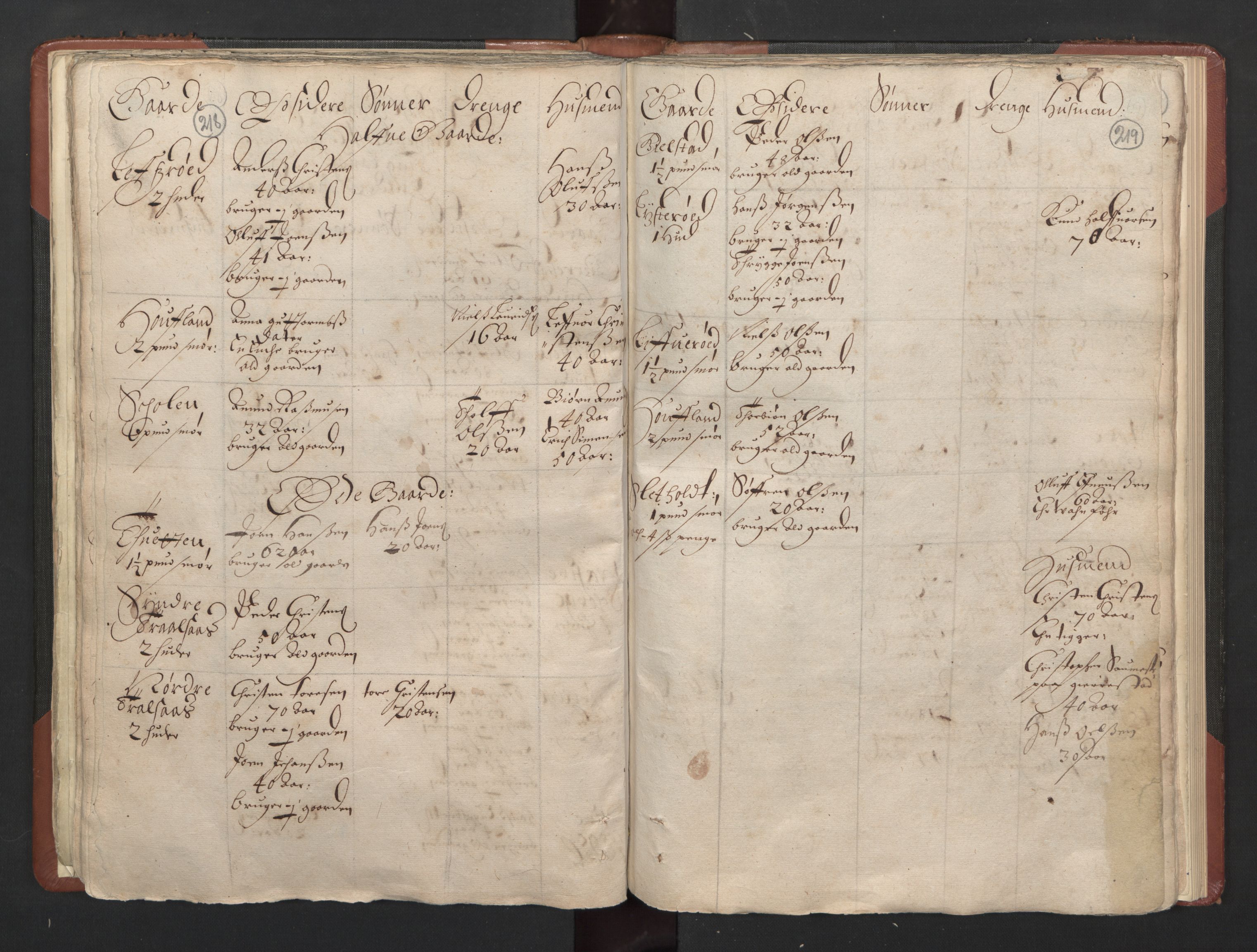 RA, Bailiff's Census 1664-1666, no. 5: Modern Buskerud county and modern Vestfold county, 1664, p. 218-219