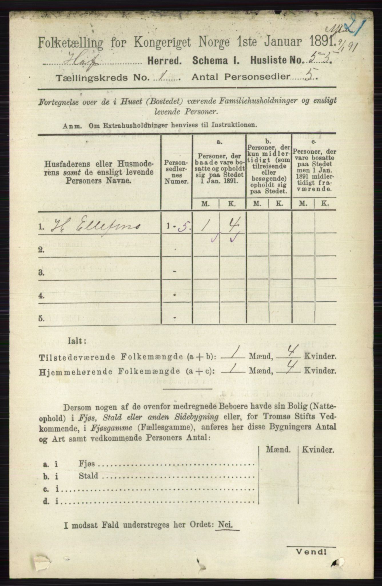 RA, 1891 census for 0714 Hof, 1891, p. 76