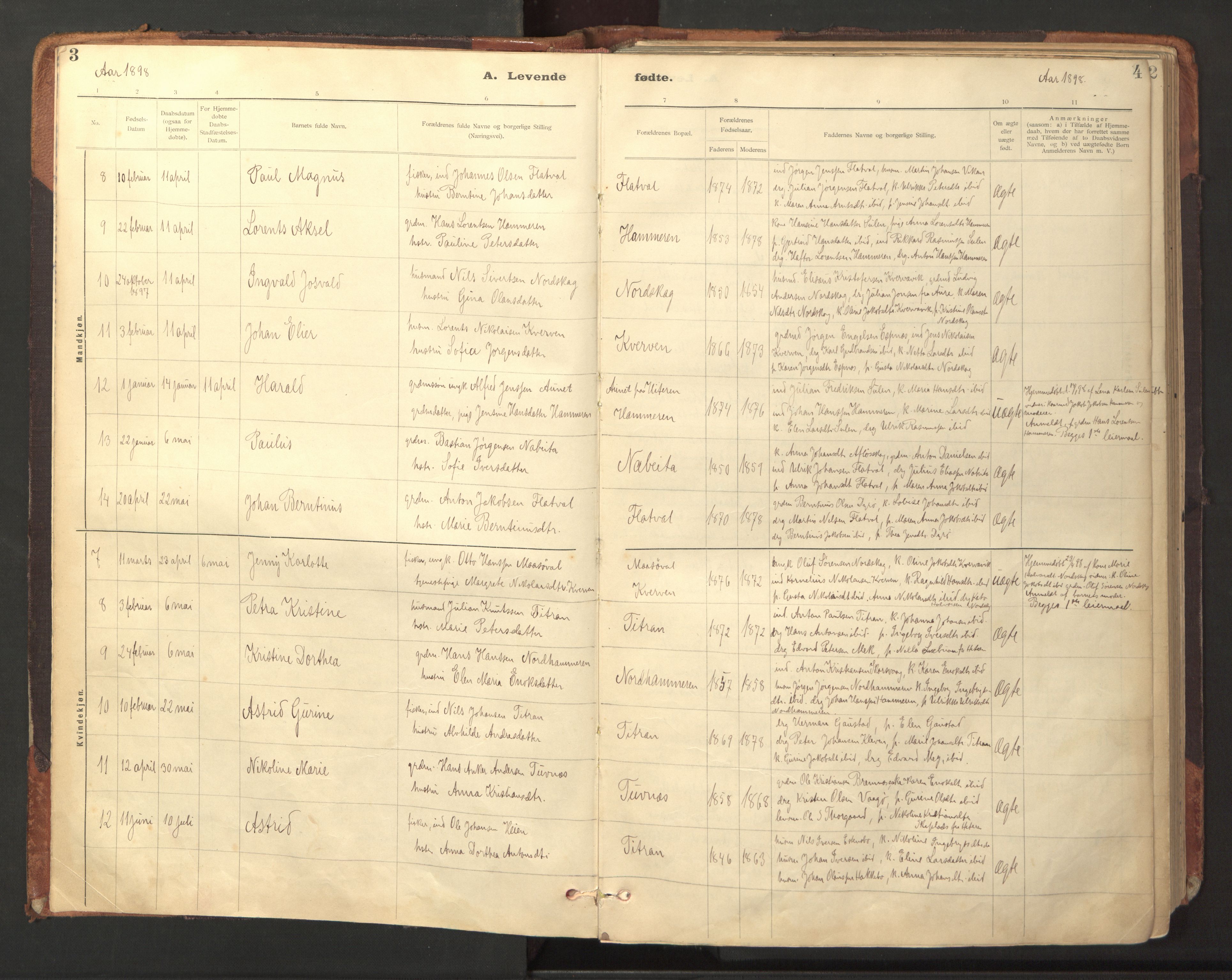 Ministerialprotokoller, klokkerbøker og fødselsregistre - Sør-Trøndelag, SAT/A-1456/641/L0596: Parish register (official) no. 641A02, 1898-1915, p. 3-4