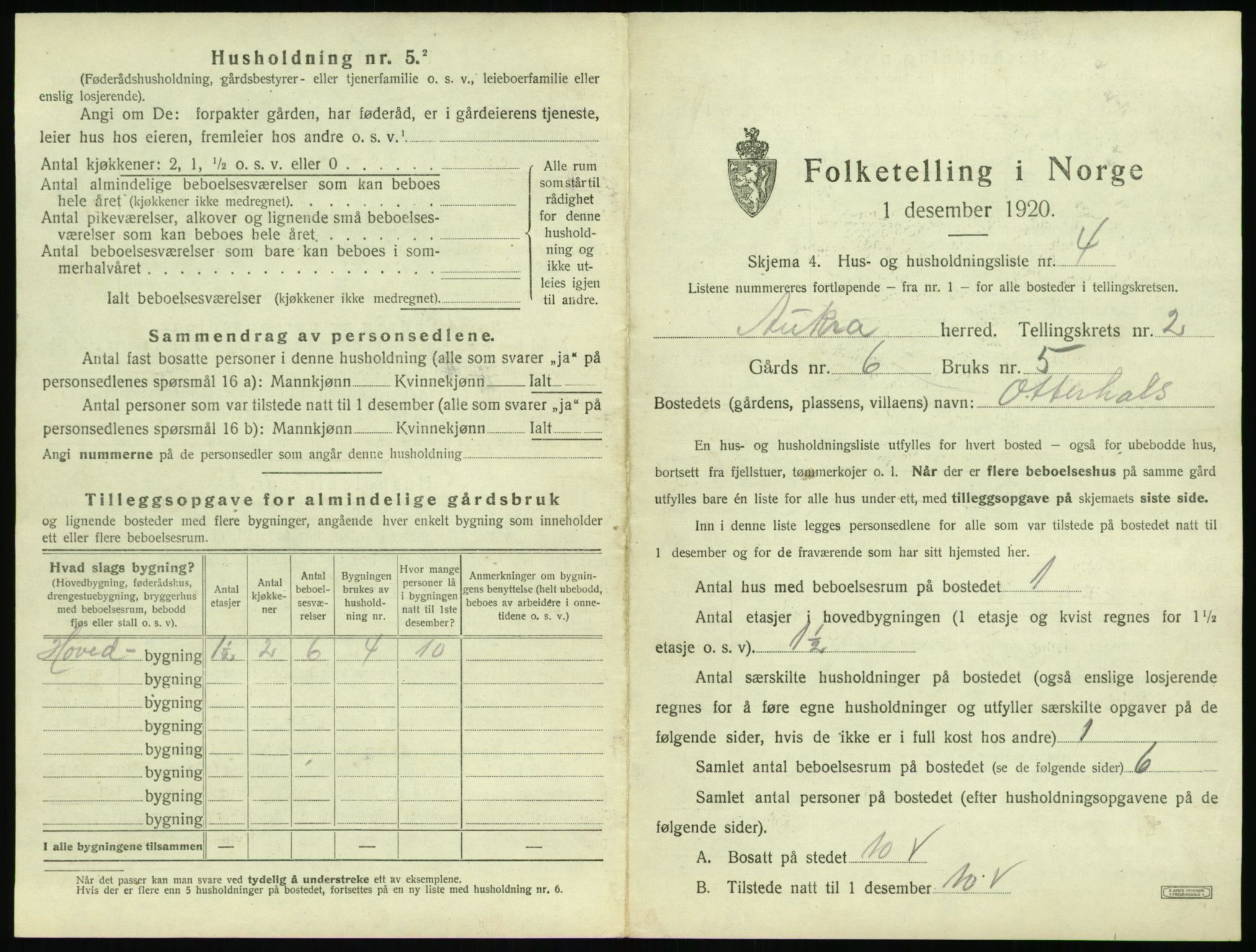 SAT, 1920 census for Aukra, 1920, p. 161