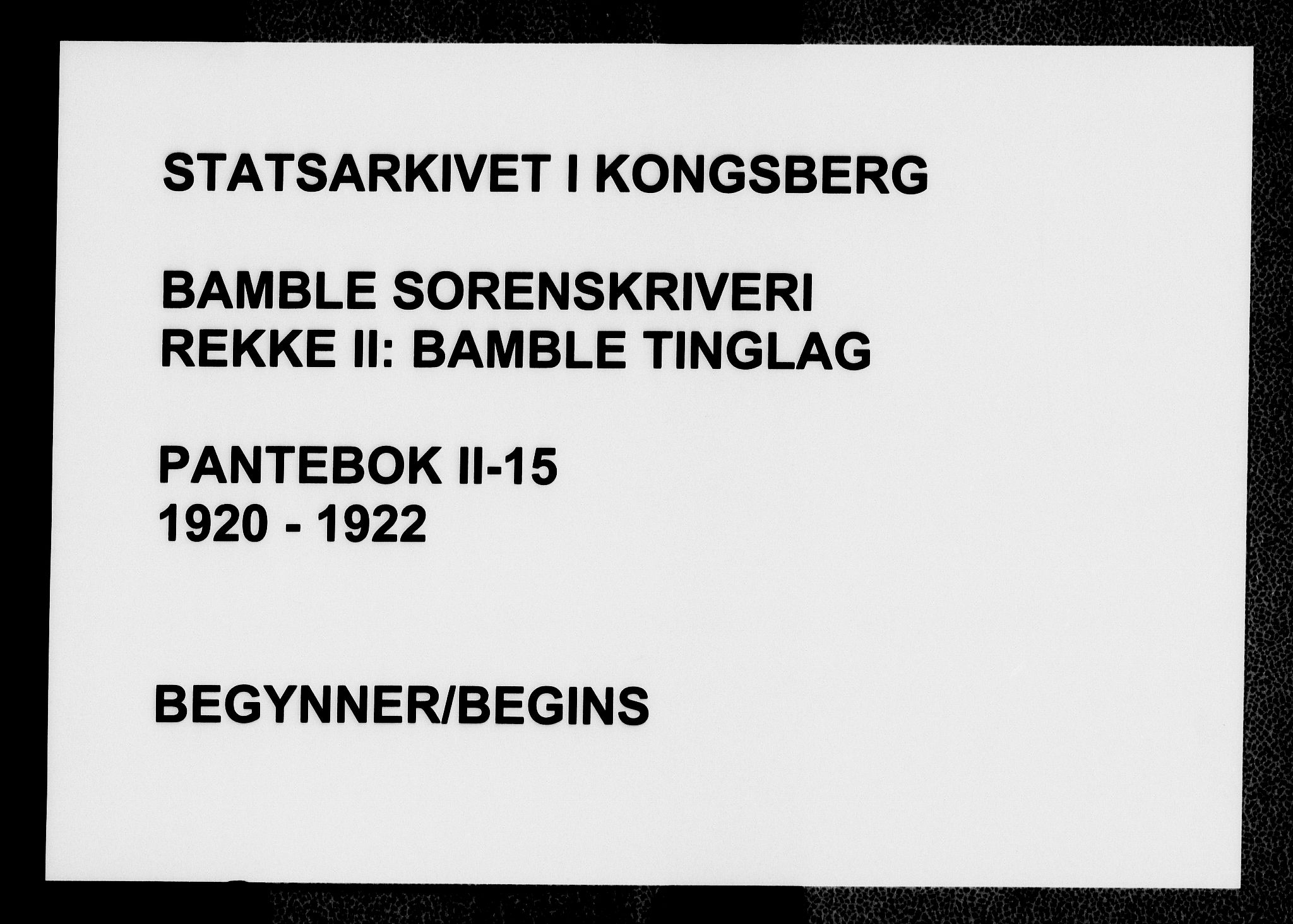 Bamble sorenskriveri, SAKO/A-214/G/Ga/Gab/L0015: Mortgage book no. II 15, 1920-1922