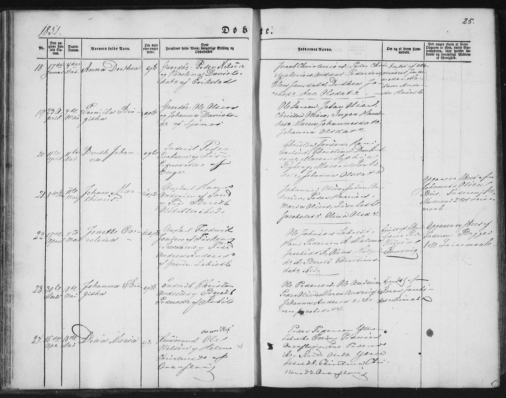 Ministerialprotokoller, klokkerbøker og fødselsregistre - Nordland, AV/SAT-A-1459/852/L0738: Parish register (official) no. 852A08, 1849-1865, p. 25