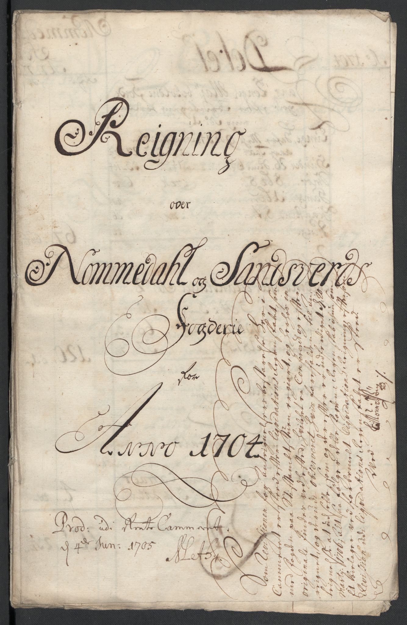 Rentekammeret inntil 1814, Reviderte regnskaper, Fogderegnskap, AV/RA-EA-4092/R24/L1582: Fogderegnskap Numedal og Sandsvær, 1704, p. 4