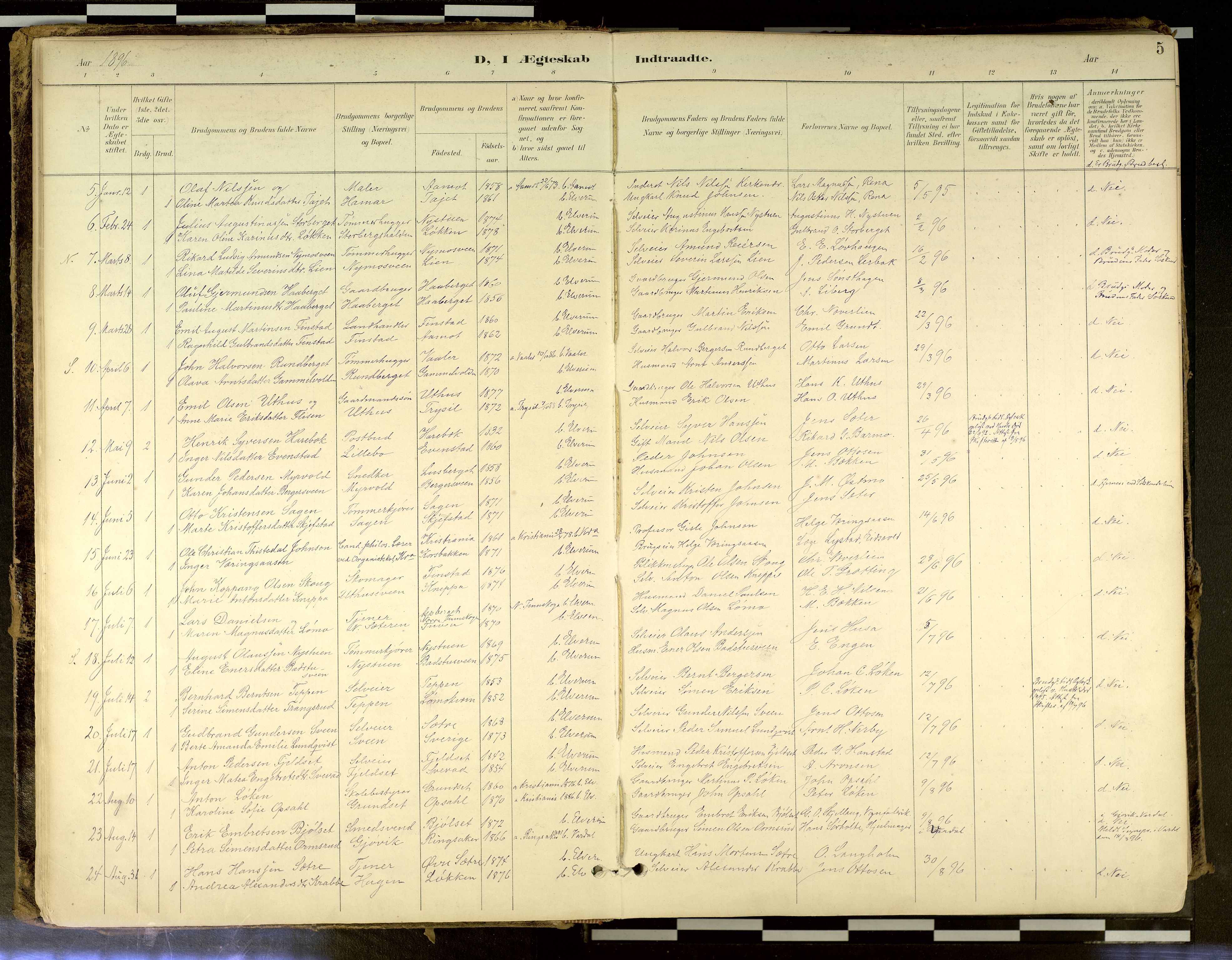 Elverum prestekontor, AV/SAH-PREST-044/H/Ha/Haa/L0018: Parish register (official) no. 18, 1894-1914, p. 5