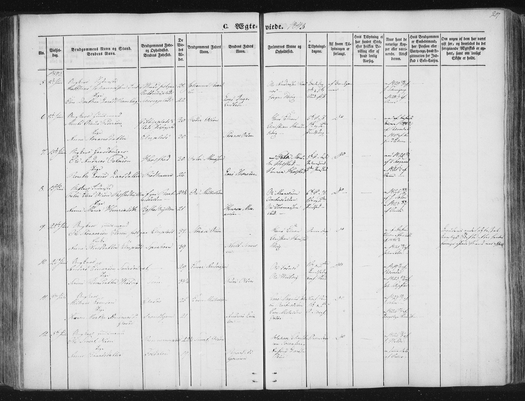 Ministerialprotokoller, klokkerbøker og fødselsregistre - Nord-Trøndelag, SAT/A-1458/741/L0392: Parish register (official) no. 741A06, 1836-1848, p. 207