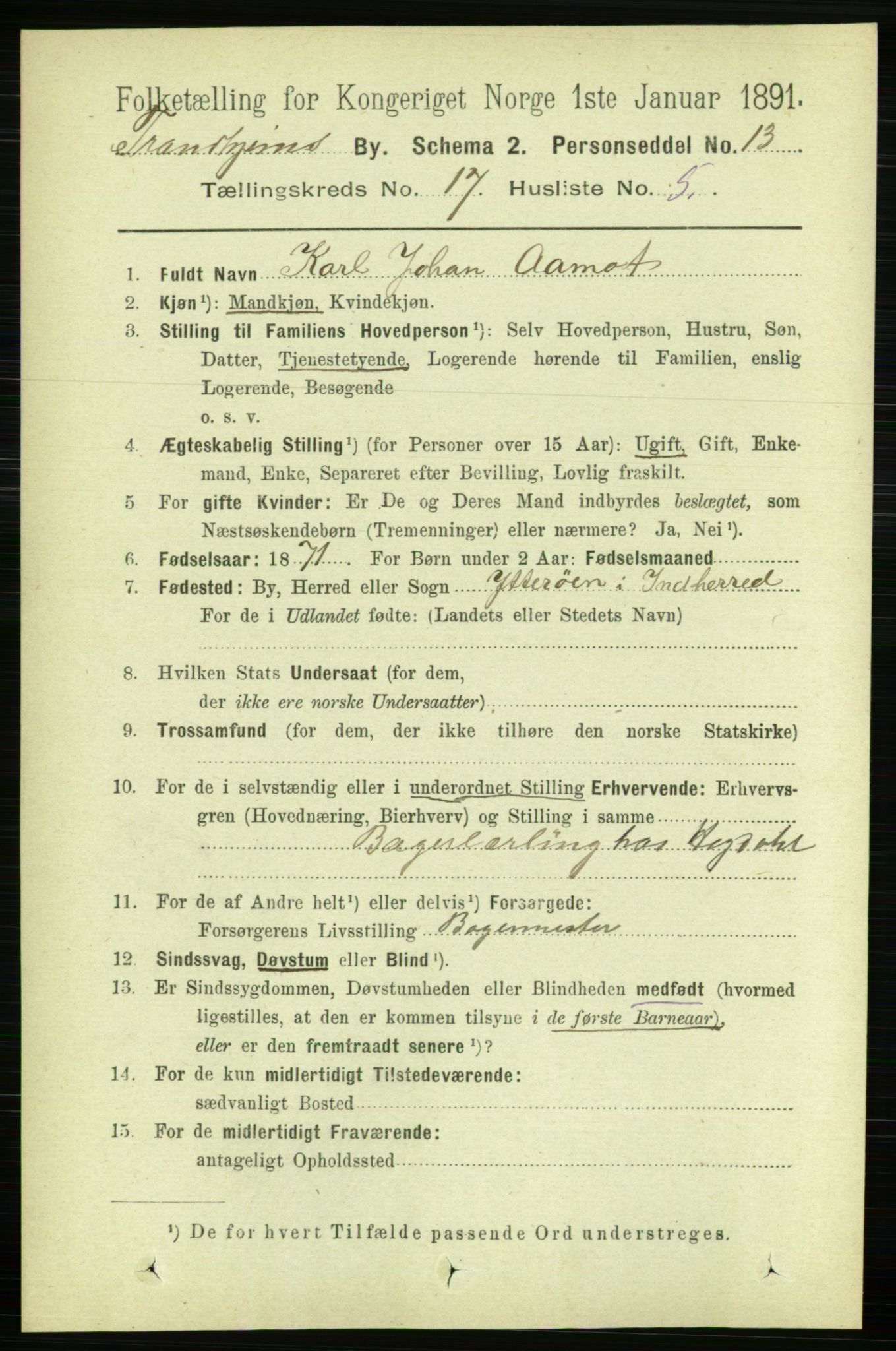 RA, 1891 census for 1601 Trondheim, 1891, p. 13260