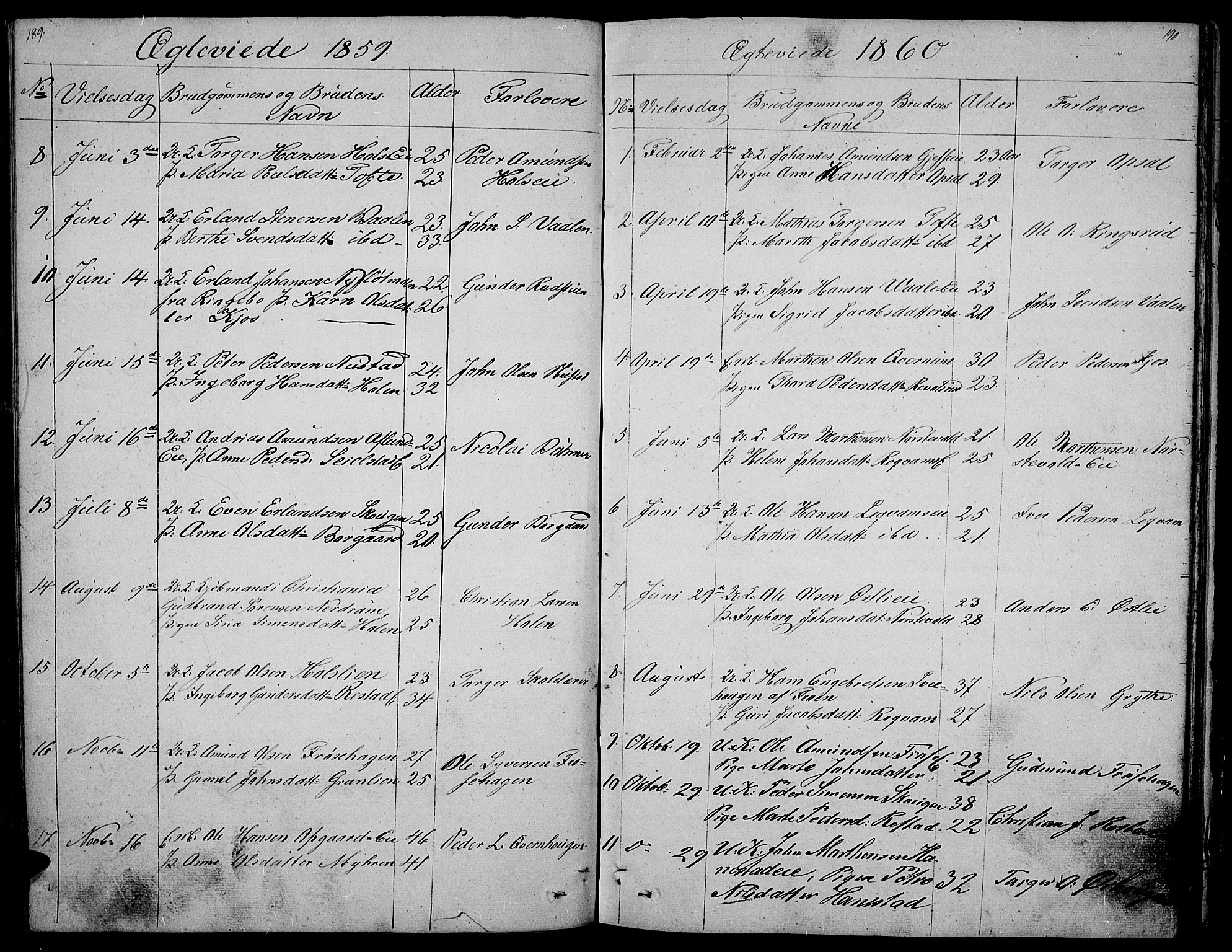 Gausdal prestekontor, SAH/PREST-090/H/Ha/Hab/L0003: Parish register (copy) no. 3, 1829-1864, p. 189-190