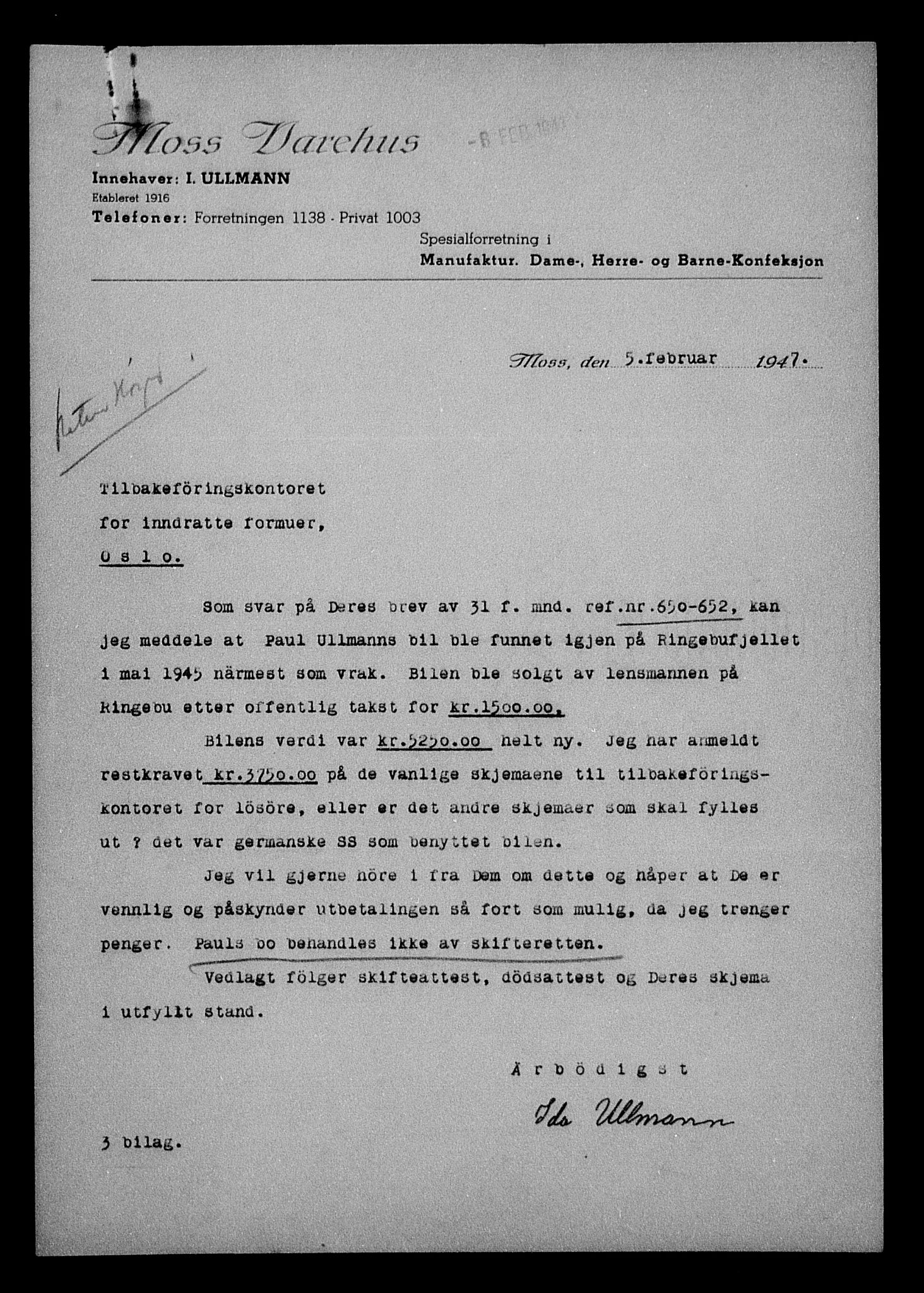 Justisdepartementet, Tilbakeføringskontoret for inndratte formuer, AV/RA-S-1564/H/Hc/Hcd/L1008: --, 1945-1947, p. 643