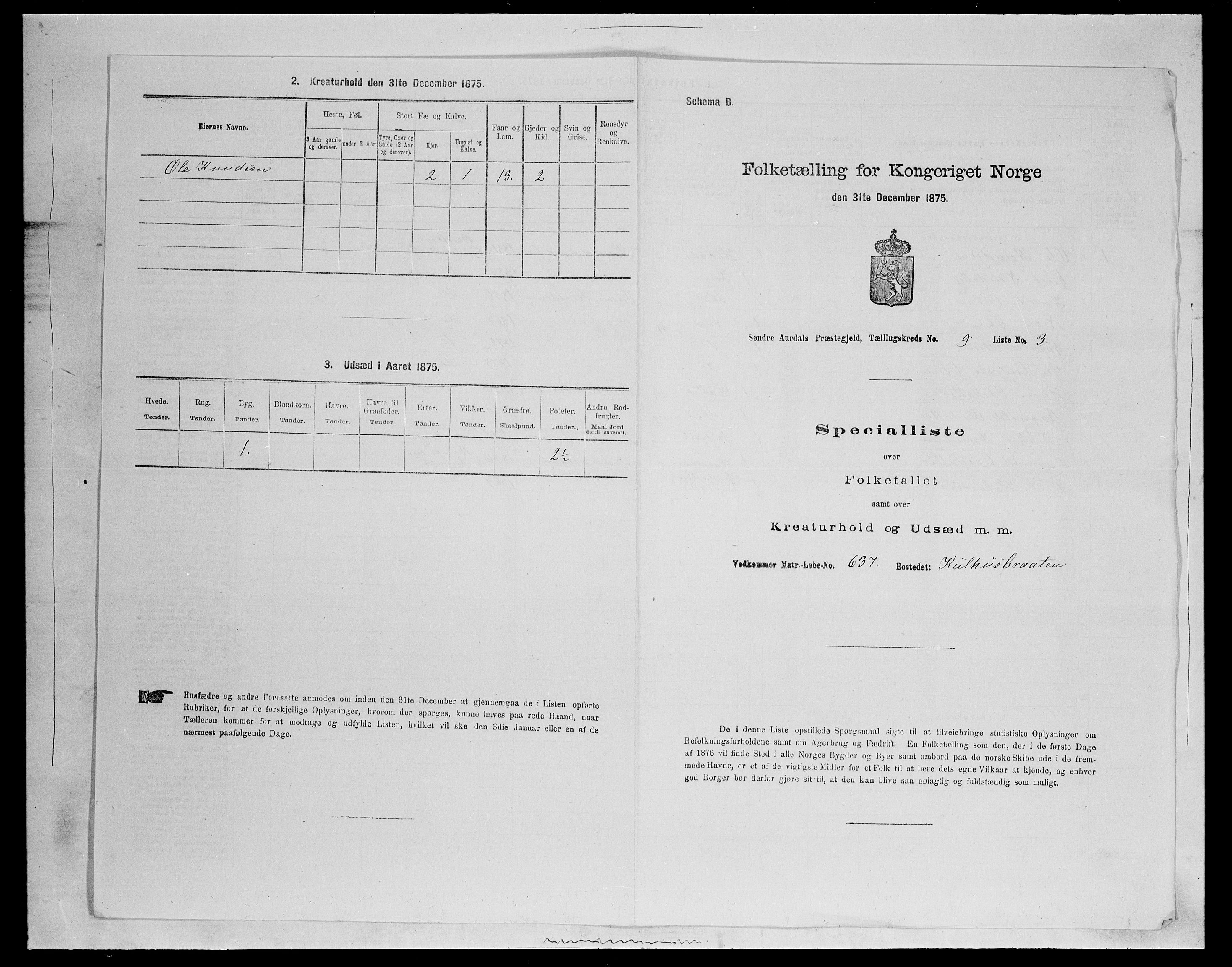 SAH, 1875 census for 0540P Sør-Aurdal, 1875, p. 1499