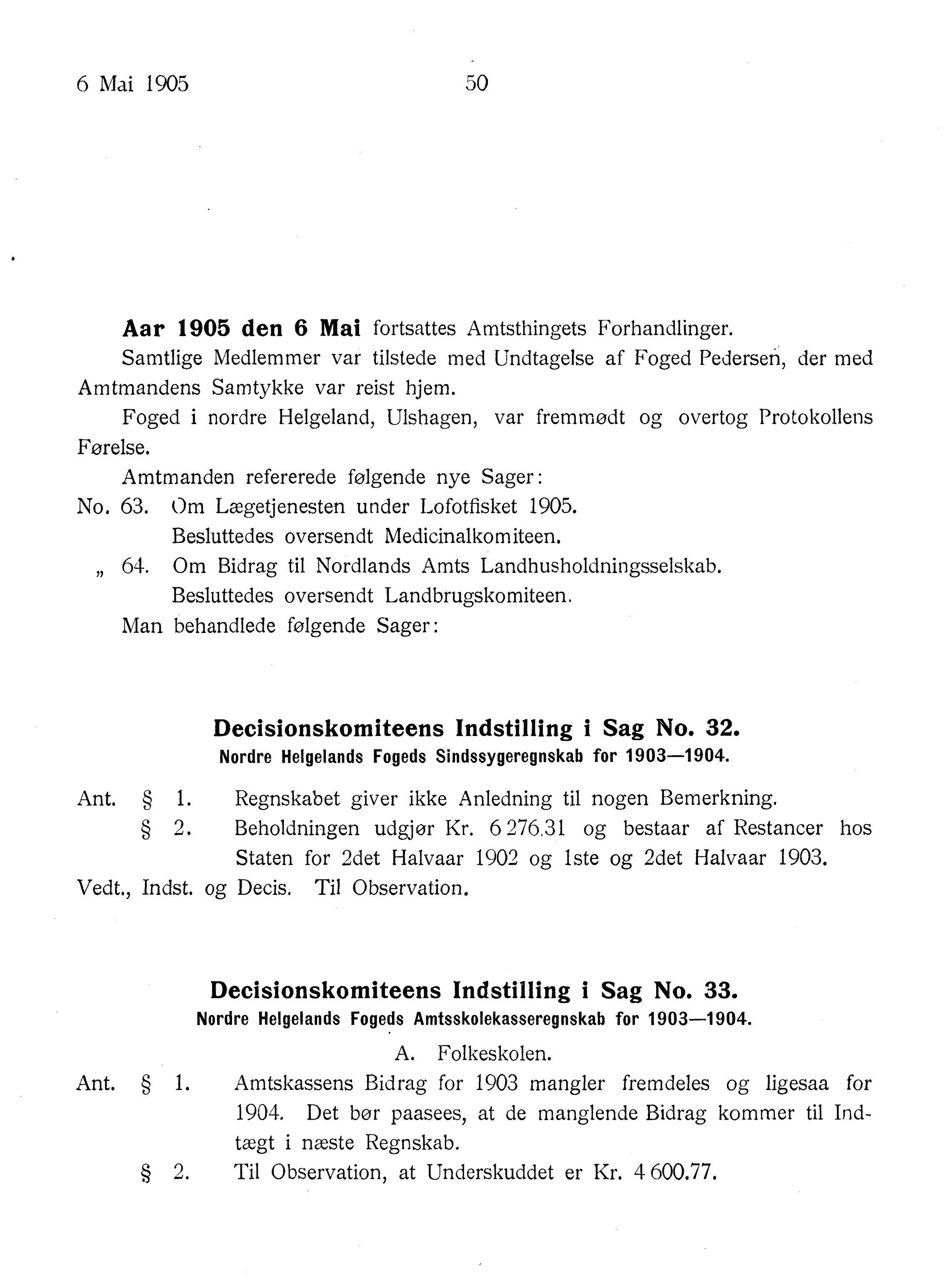 Nordland Fylkeskommune. Fylkestinget, AIN/NFK-17/176/A/Ac/L0028: Fylkestingsforhandlinger 1905, 1905, p. 50