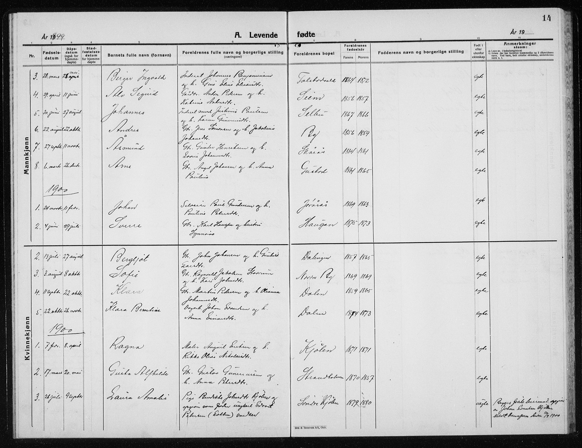 Ministerialprotokoller, klokkerbøker og fødselsregistre - Nord-Trøndelag, SAT/A-1458/719/L0180: Parish register (copy) no. 719C01, 1878-1940, p. 14