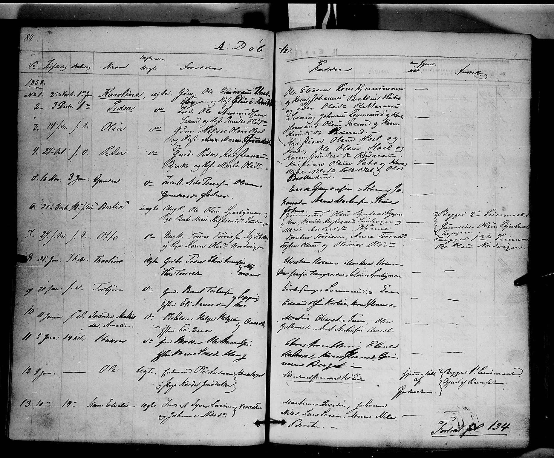 Hof prestekontor, AV/SAH-PREST-038/H/Ha/Haa/L0008: Parish register (official) no. 8, 1849-1861, p. 84