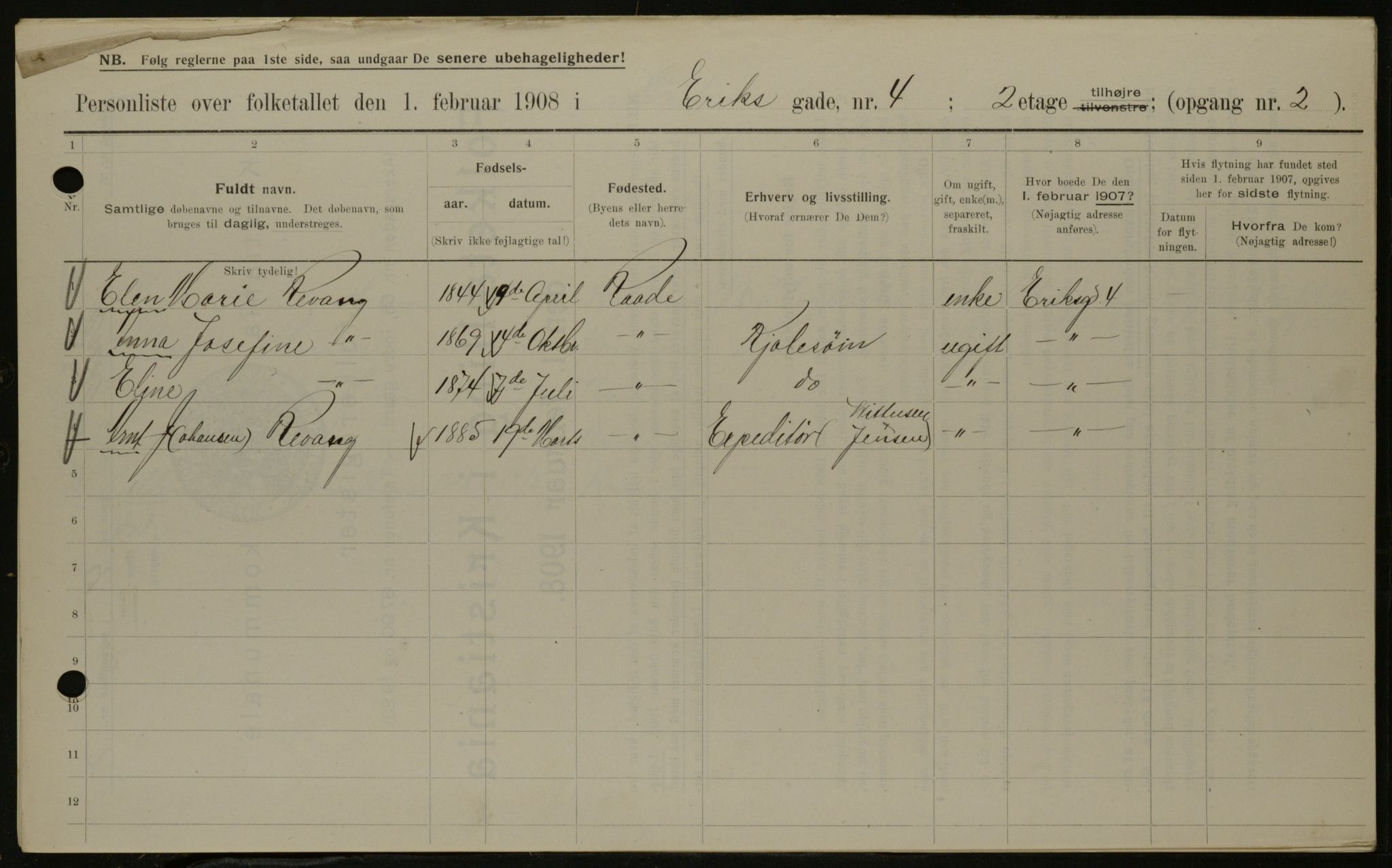OBA, Municipal Census 1908 for Kristiania, 1908, p. 18006